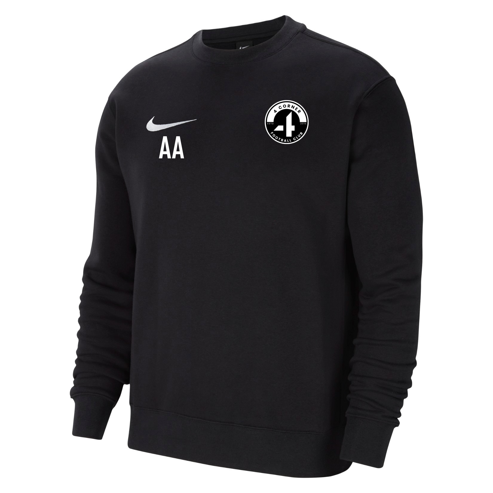 Nike Team Club 20 Fleece Crew Sweatshirt - Black/White/White