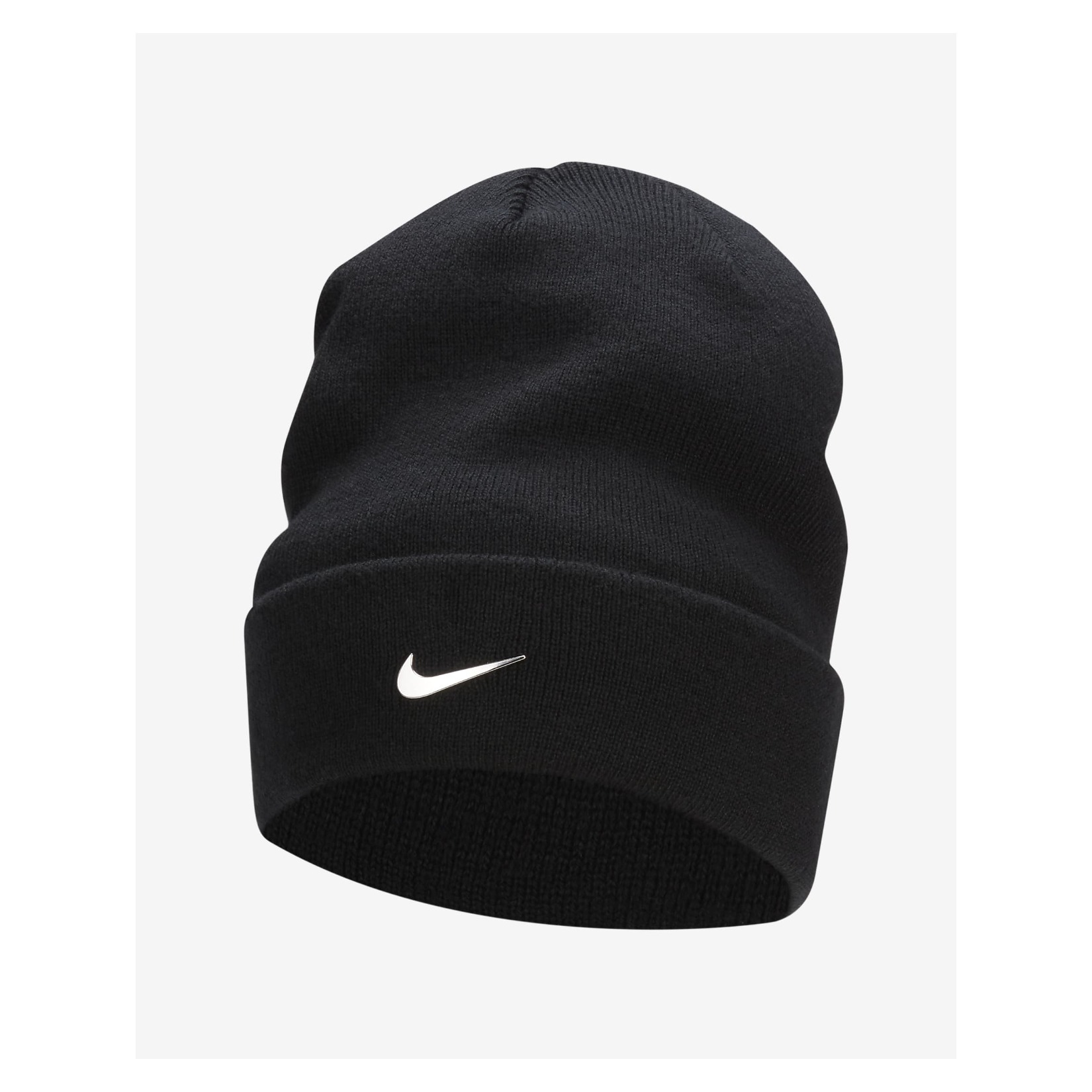 Nike Peak Standard Cuff Metal Swoosh Beanie - Black/Metallic Silver