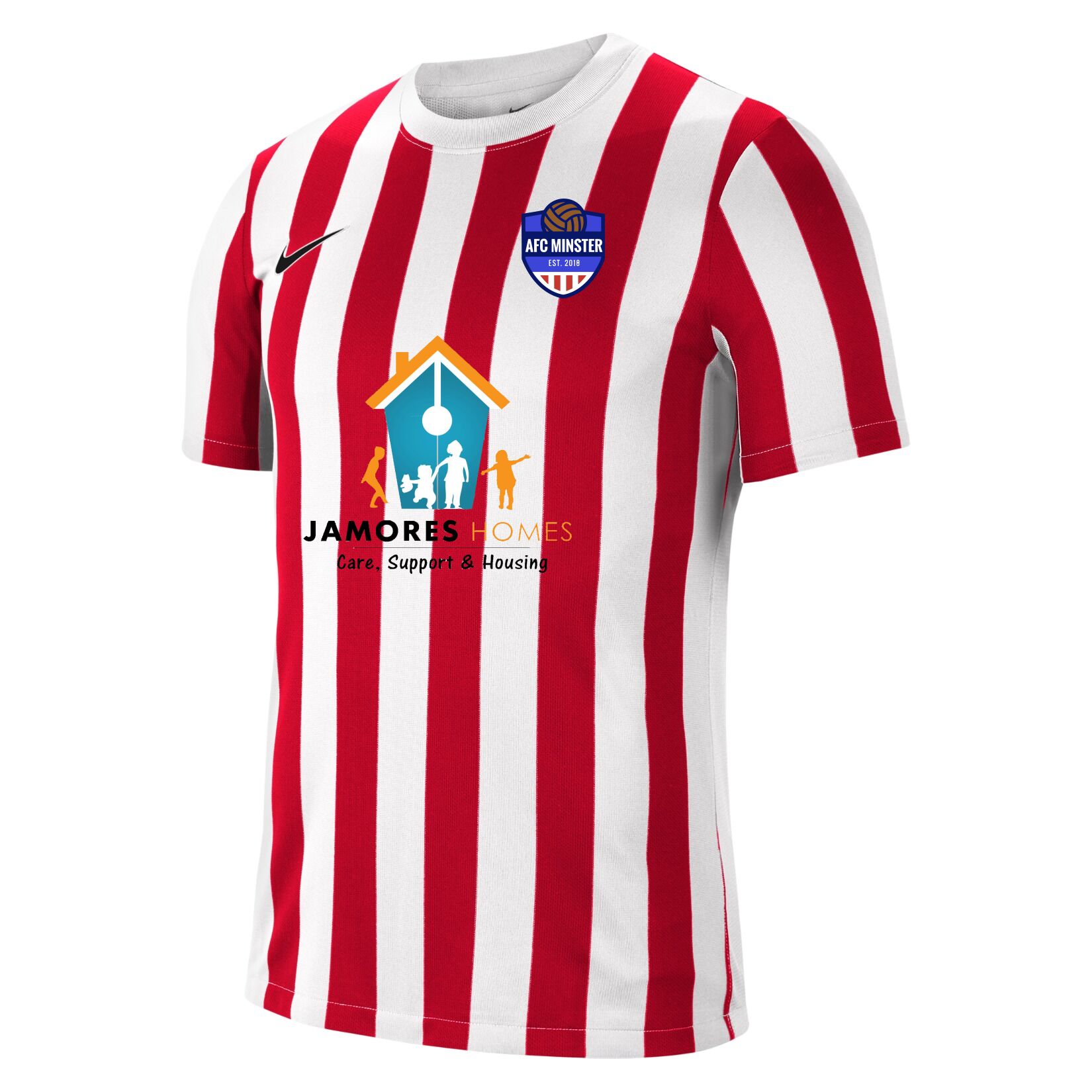 Nike Striped Division IV Short Sleeve Jersey - White/University Red/Black