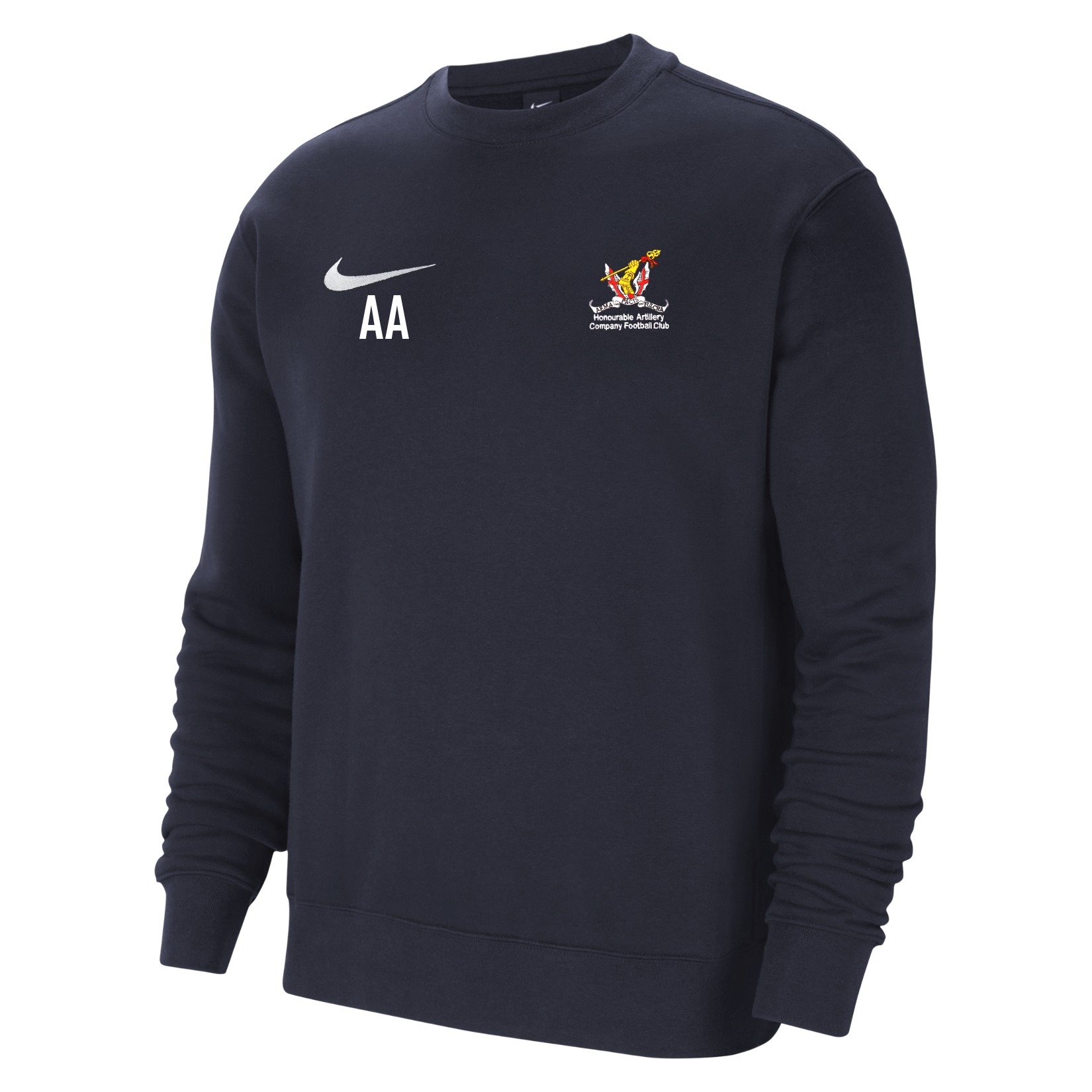 Nike Team Club 20 Fleece Crew Sweatshirt - Obsidian/White/White