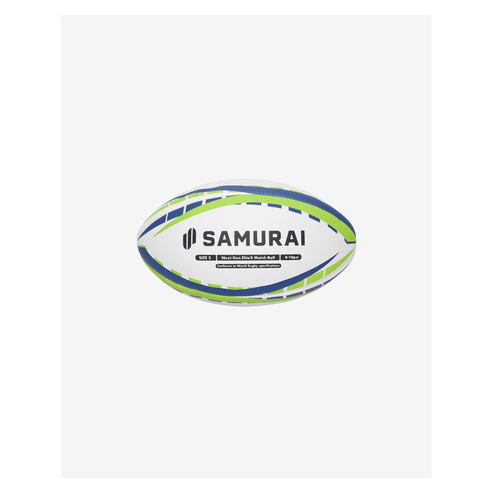 SAMURAI Next Gen Elitex Rugby Ball - White/Green/Blue