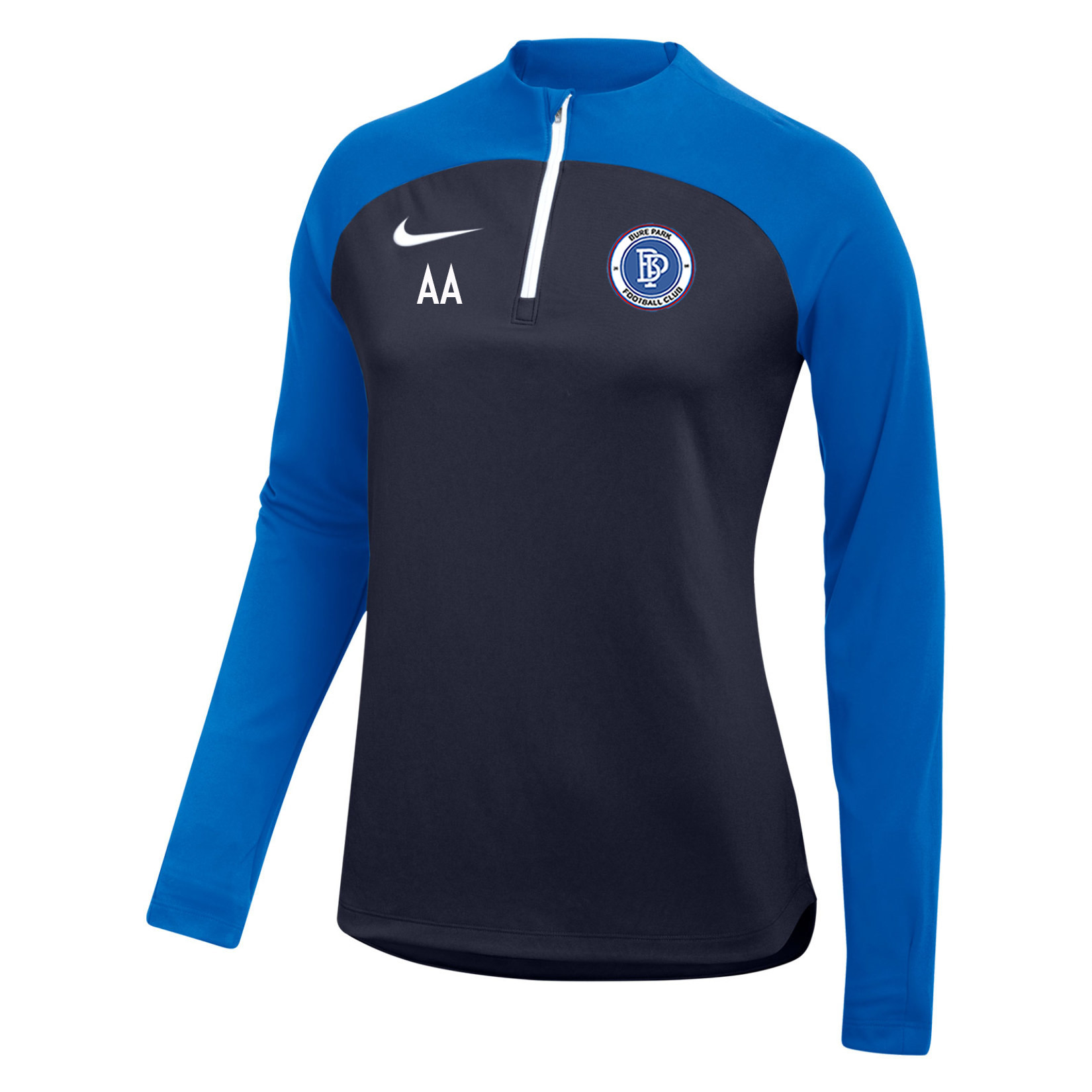 Nike Womens Academy Pro Drill Top Obsidian-Royal Blue-White