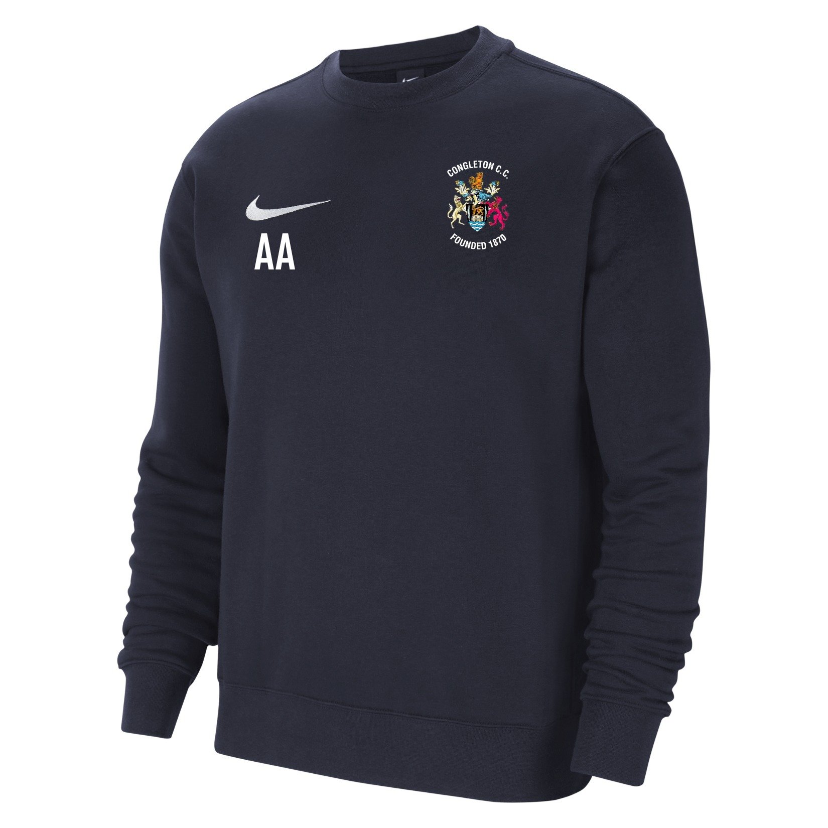 Nike Team Club 20 Fleece Crew Sweatshirt - Obsidian/White/White