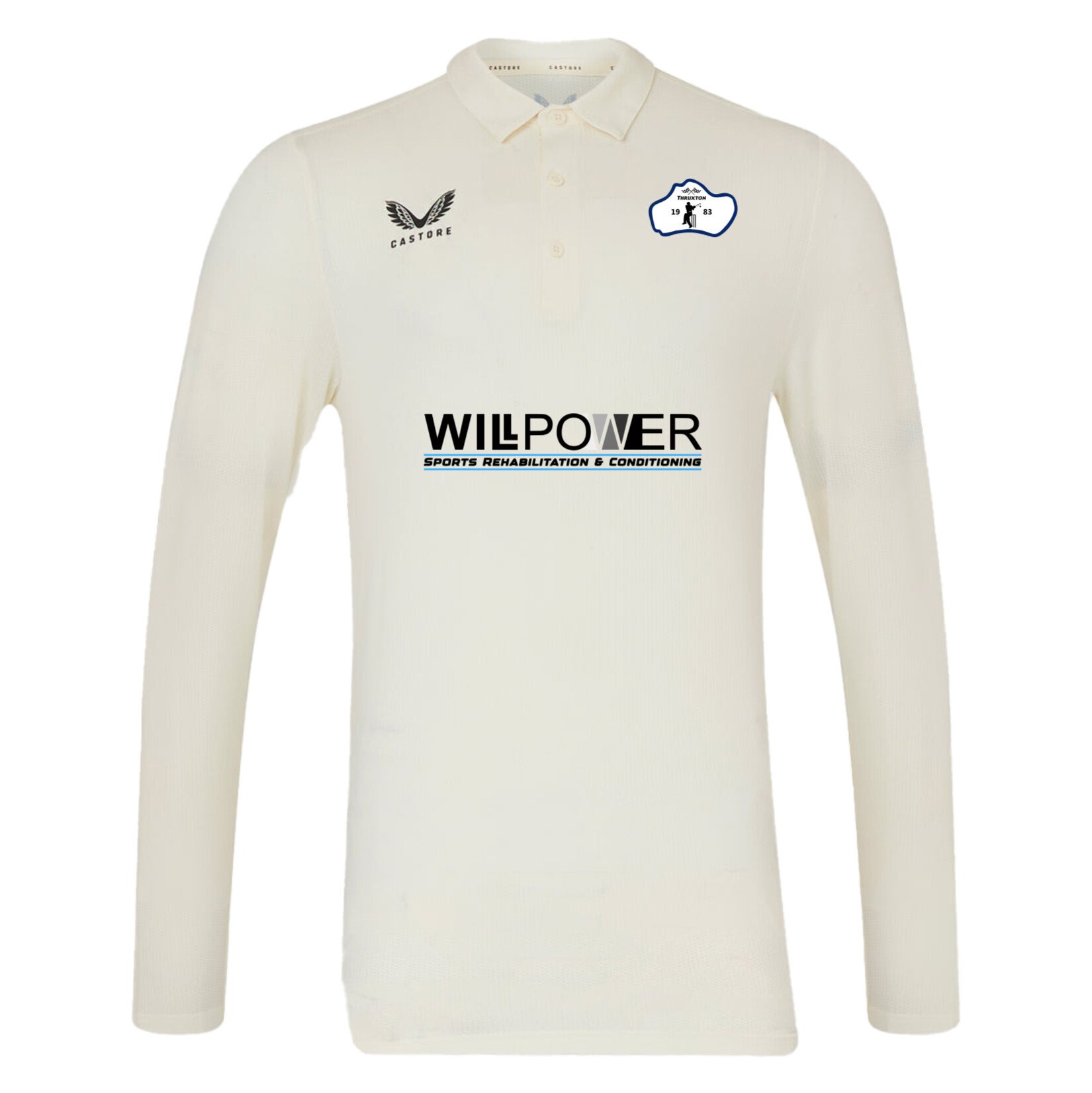 Castore Cricket LS Polo Tech - Cream/Black