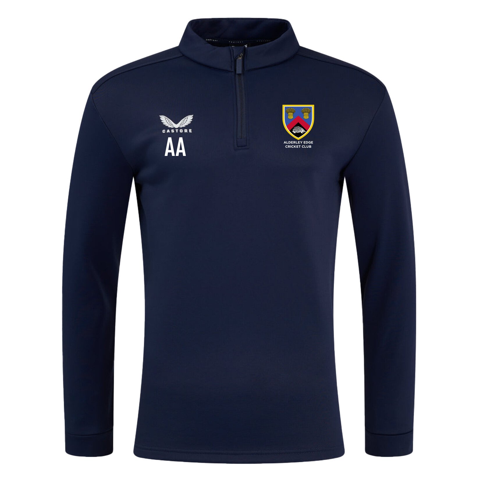 Castore Fleece Brushback 1/4 Zip Midlayer - Navy/White