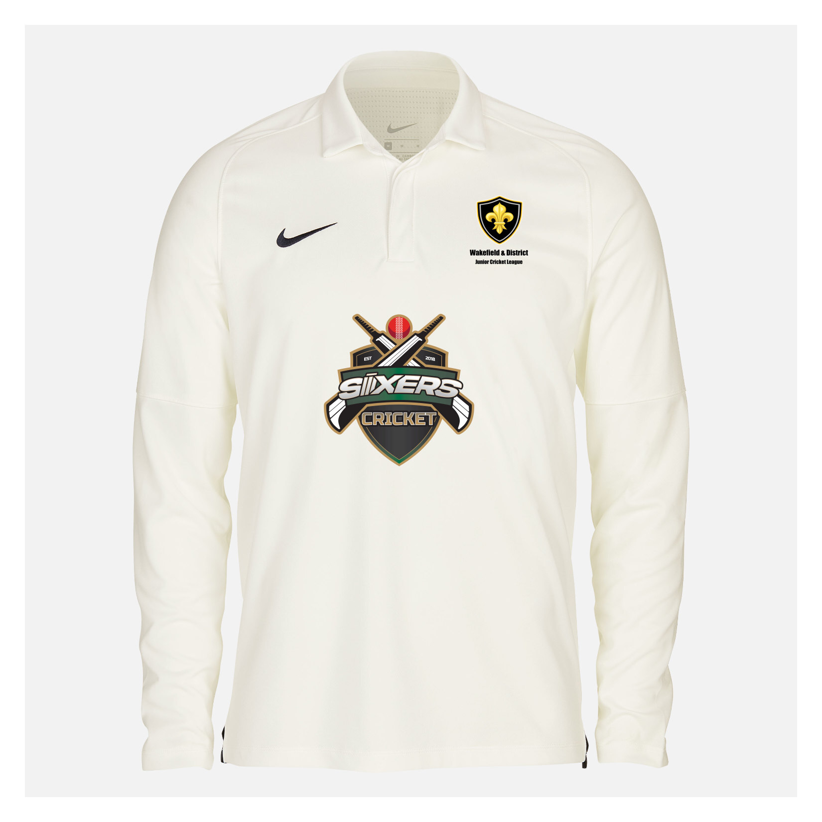 Zelus-Nike Cricket Long Sleeve Game Polo - Sail/Obsidian