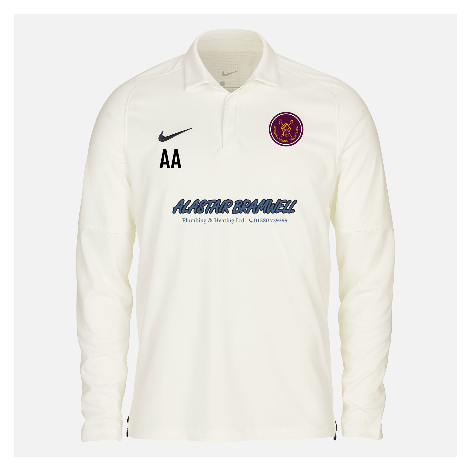 Zelus-Nike Cricket Long Sleeve Game Polo - Sail/Obsidian