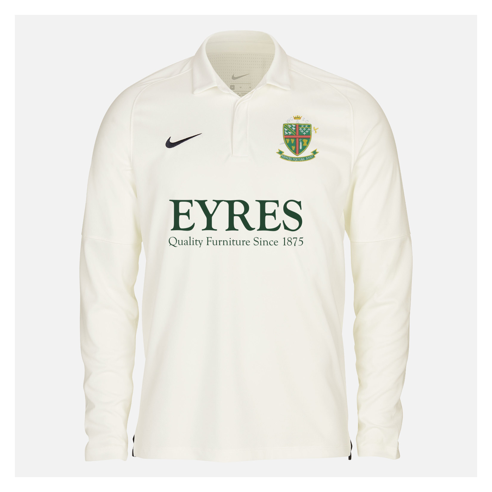 Zelus-Nike Cricket Long Sleeve Game Polo - Sail/Obsidian