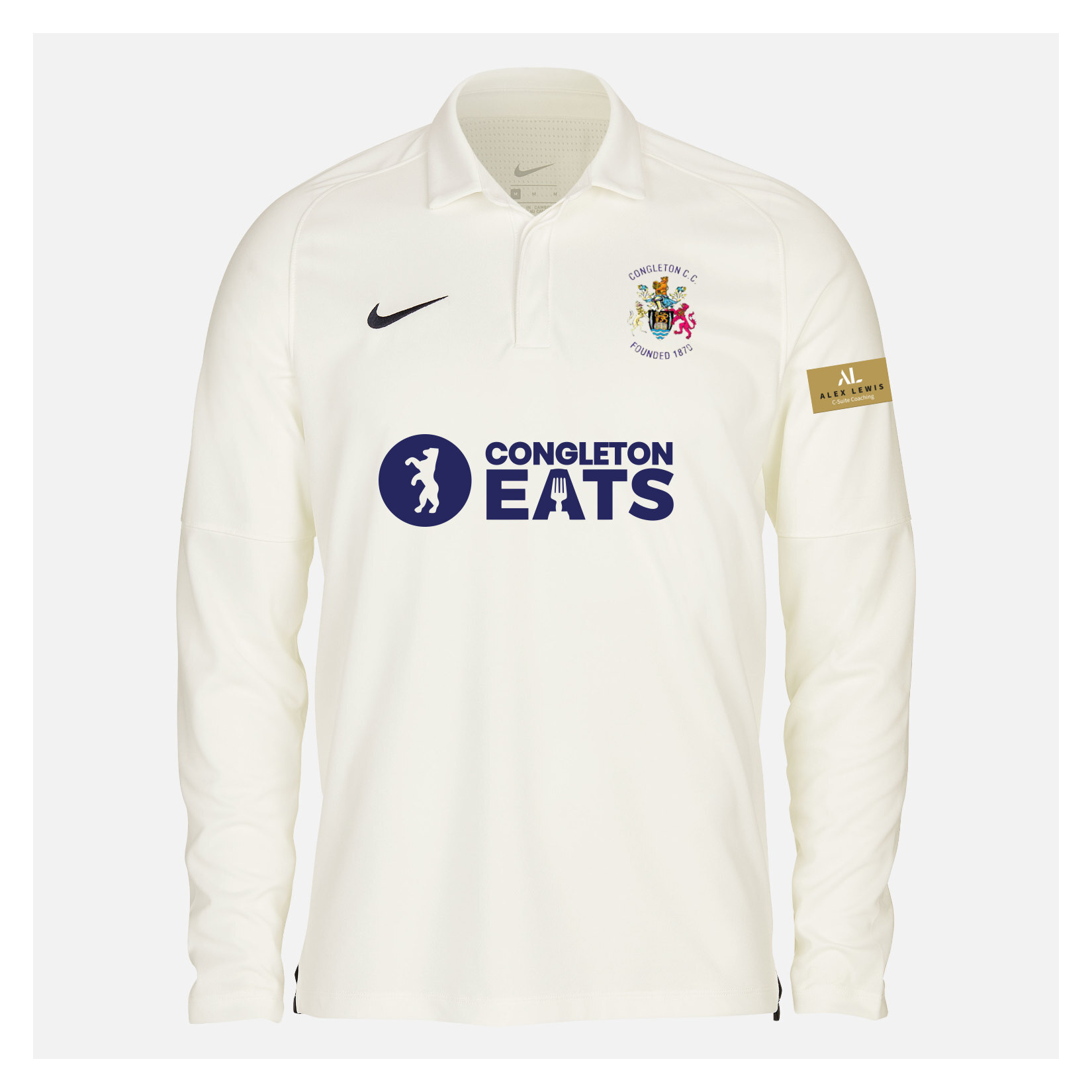 Zelus-Nike Cricket Long Sleeve Game Polo - Sail/Obsidian