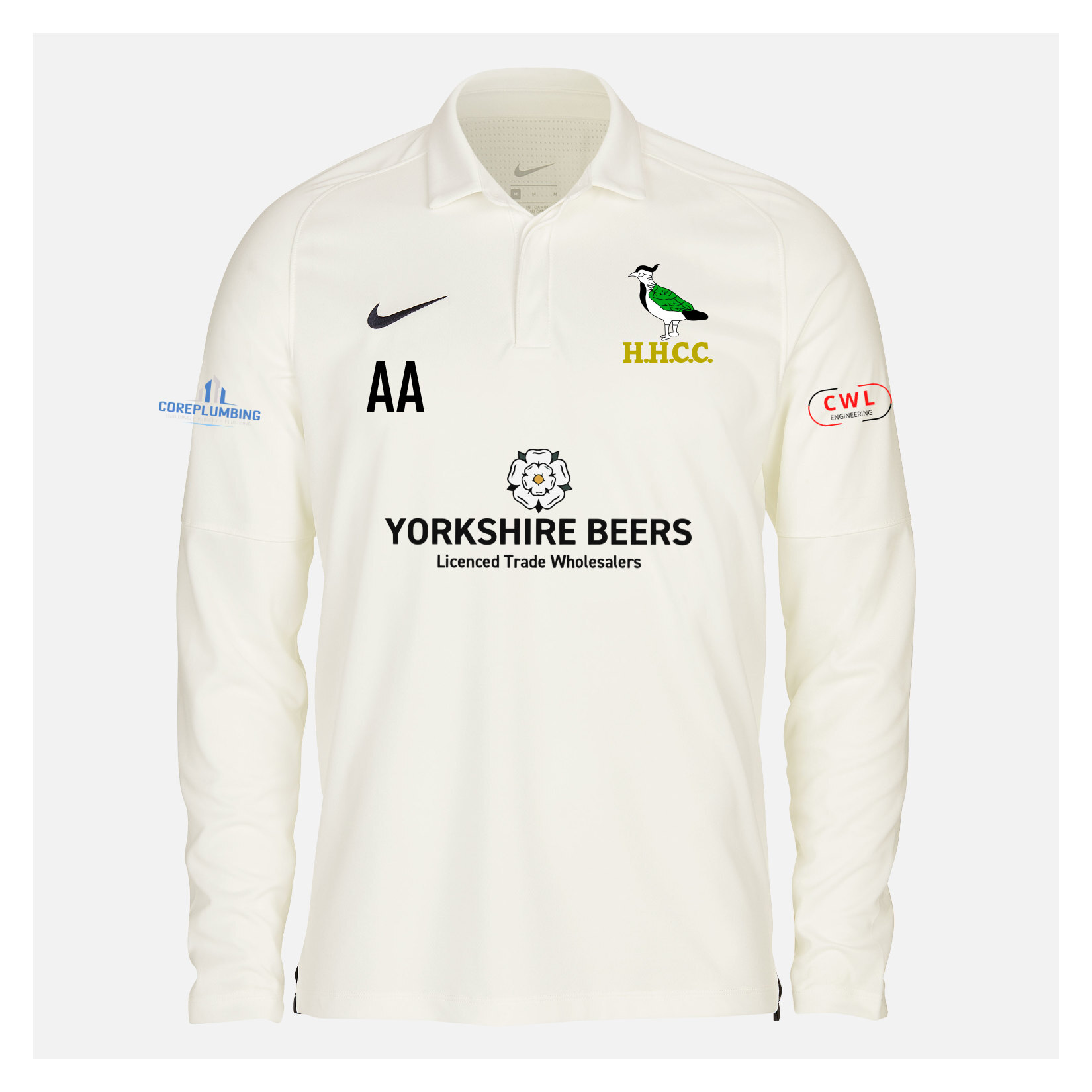 Zelus-Nike Cricket Long Sleeve Game Polo - Sail/Obsidian