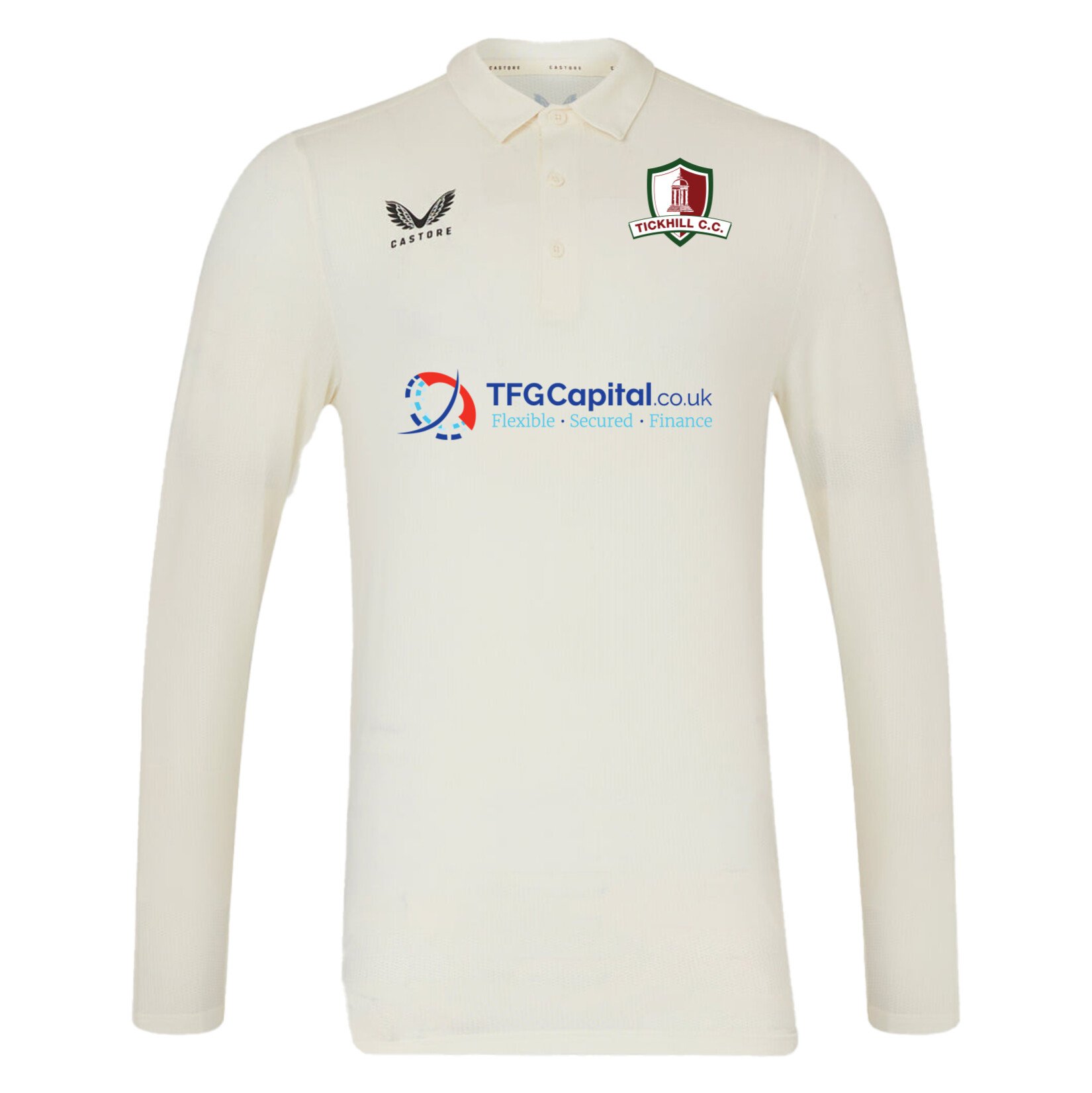 Castore Cricket LS Polo Tech - Cream/Black