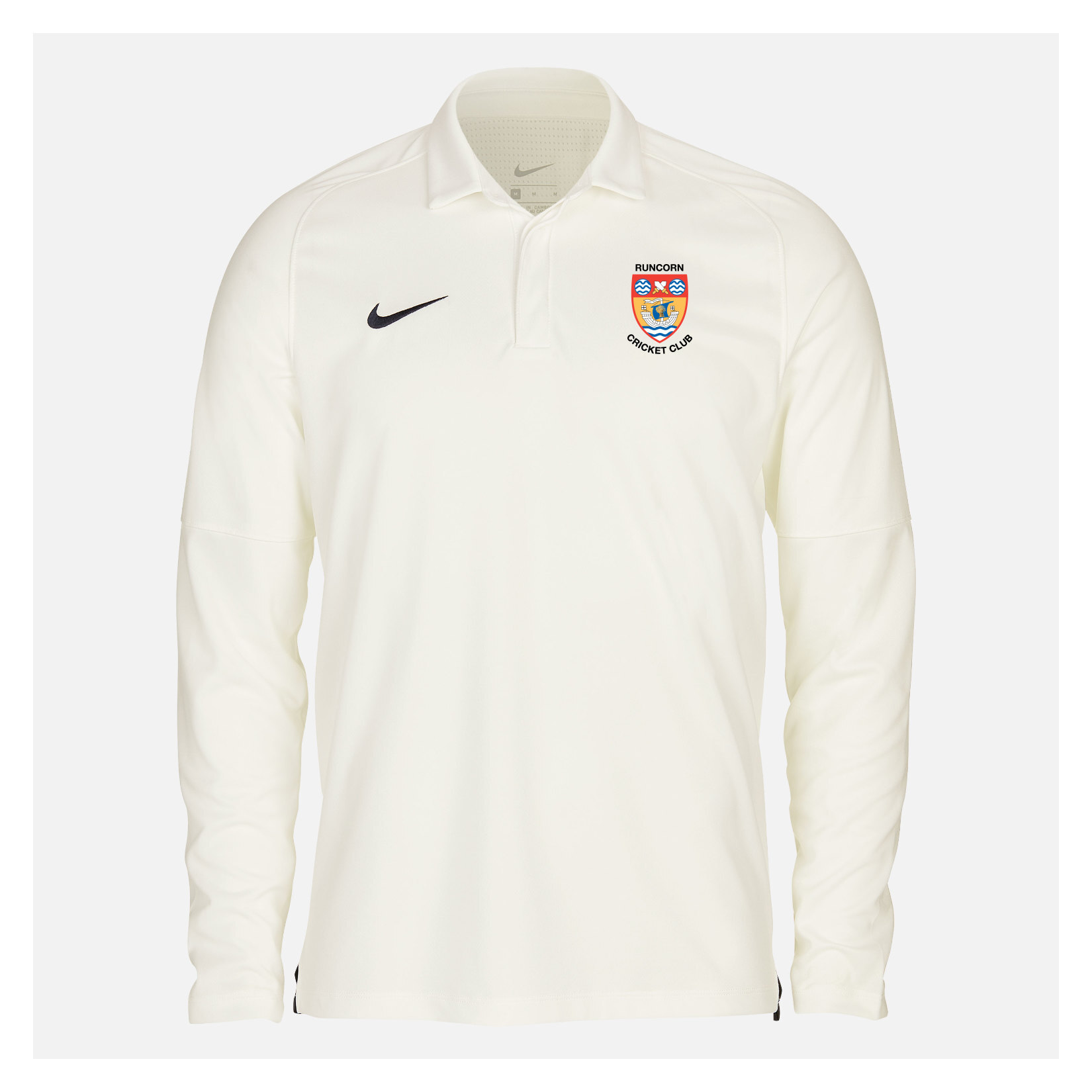 Zelus-Nike Cricket Long Sleeve Game Polo - Sail/Obsidian