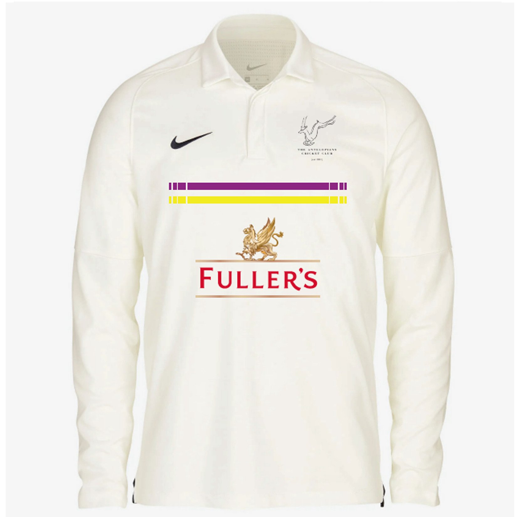 Zelus-Nike Cricket Long Sleeve Game Polo - Sail/Obsidian