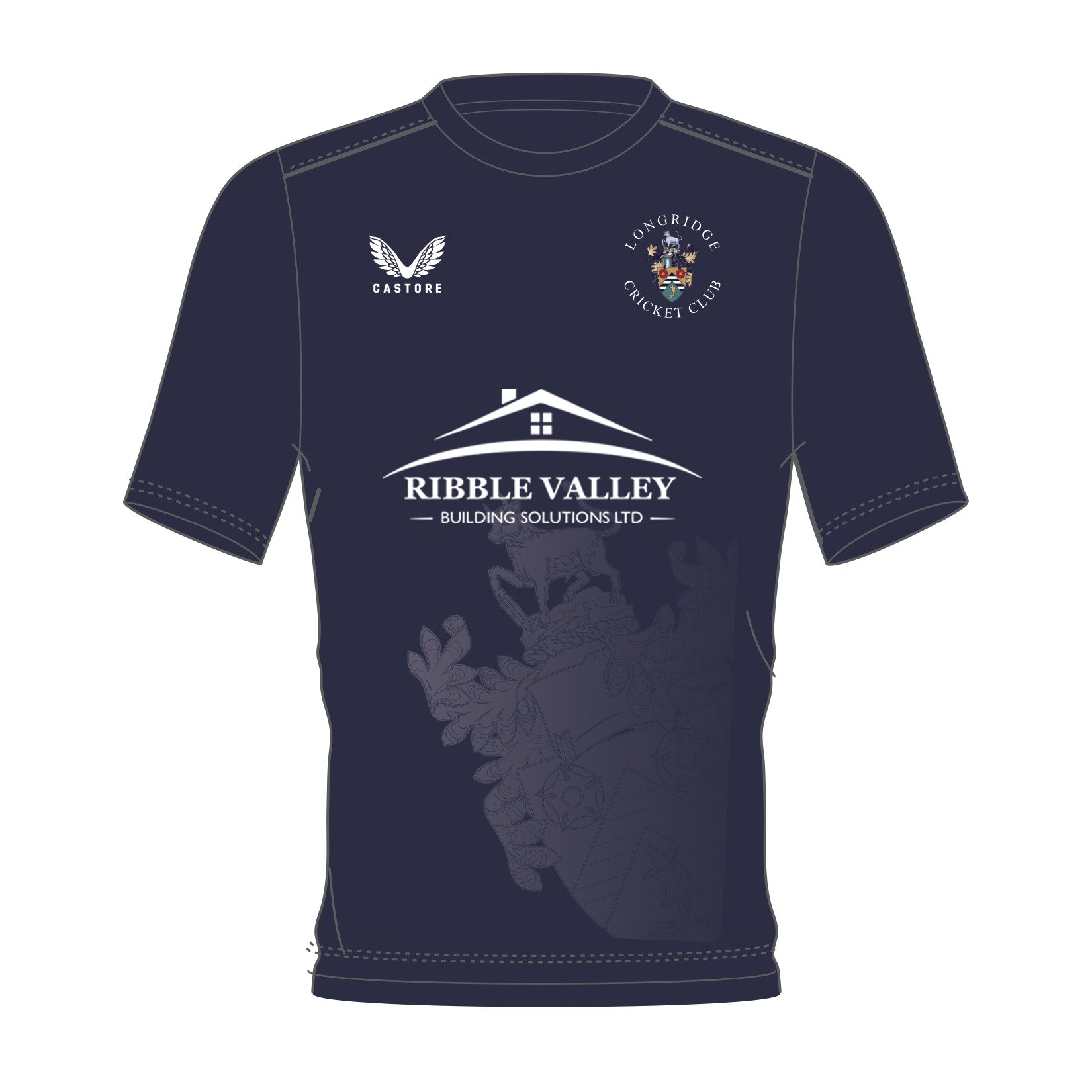 Longridge CC Junior Playing Shirt - Navy/White