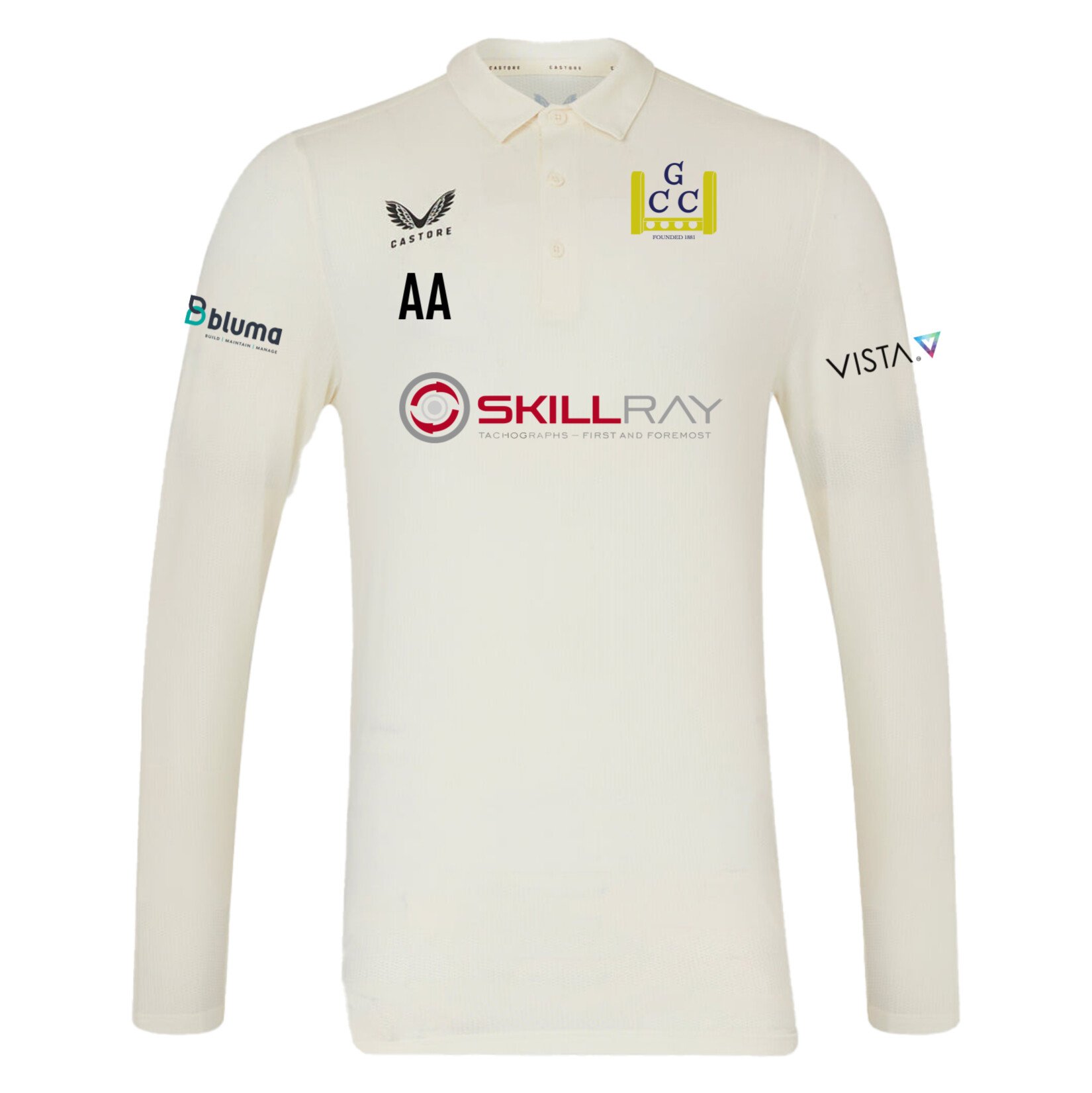 Castore Cricket LS Polo Tech - Cream/Black