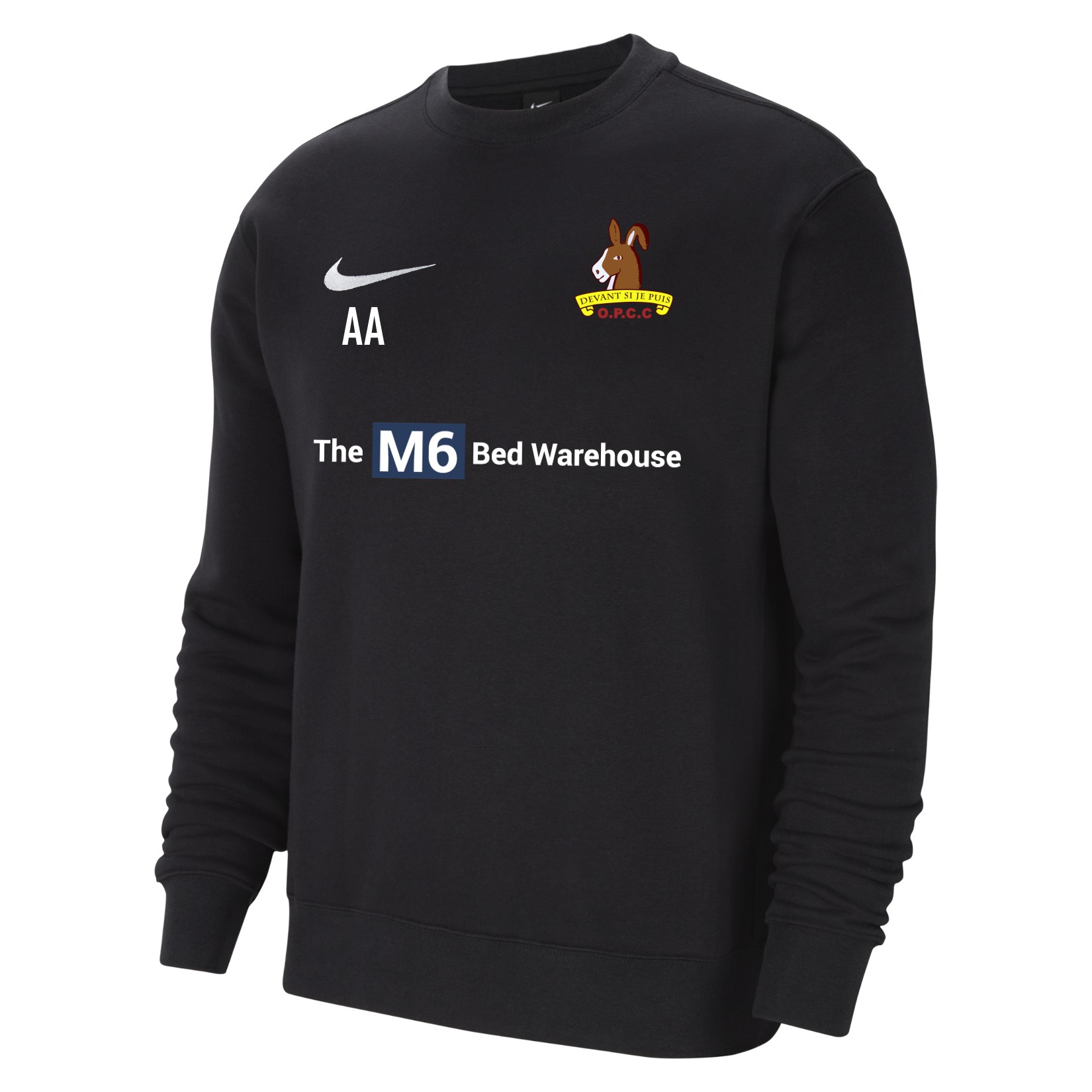 Nike Team Club 20 Fleece Crew Sweatshirt - Black/White/White