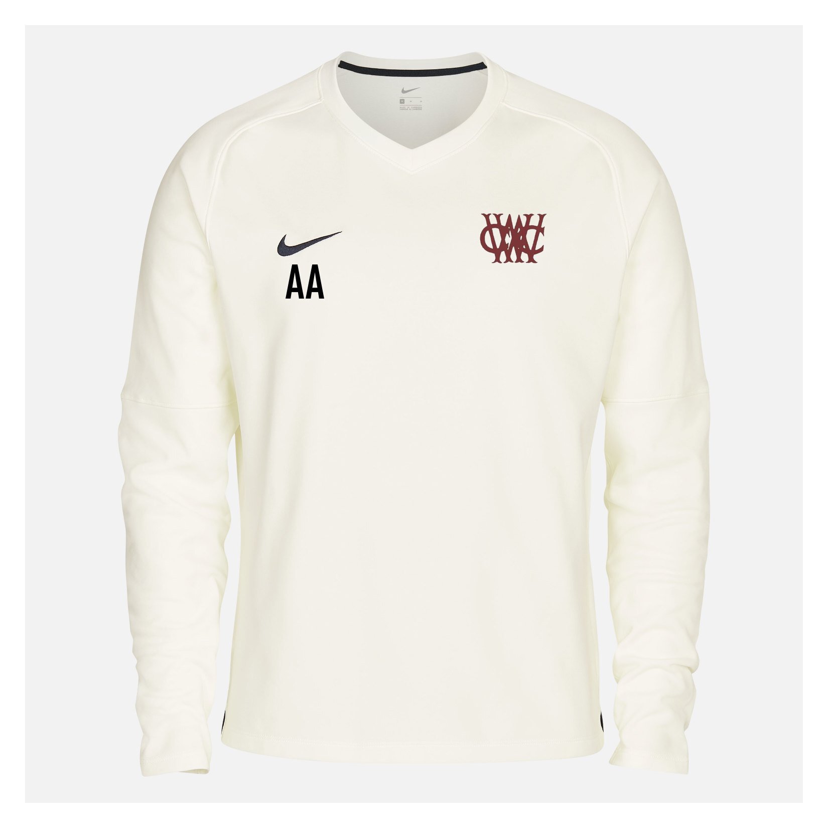 Zelus-Nike Cricket Long Sleeve Thermal Top - Sail/Obsidian