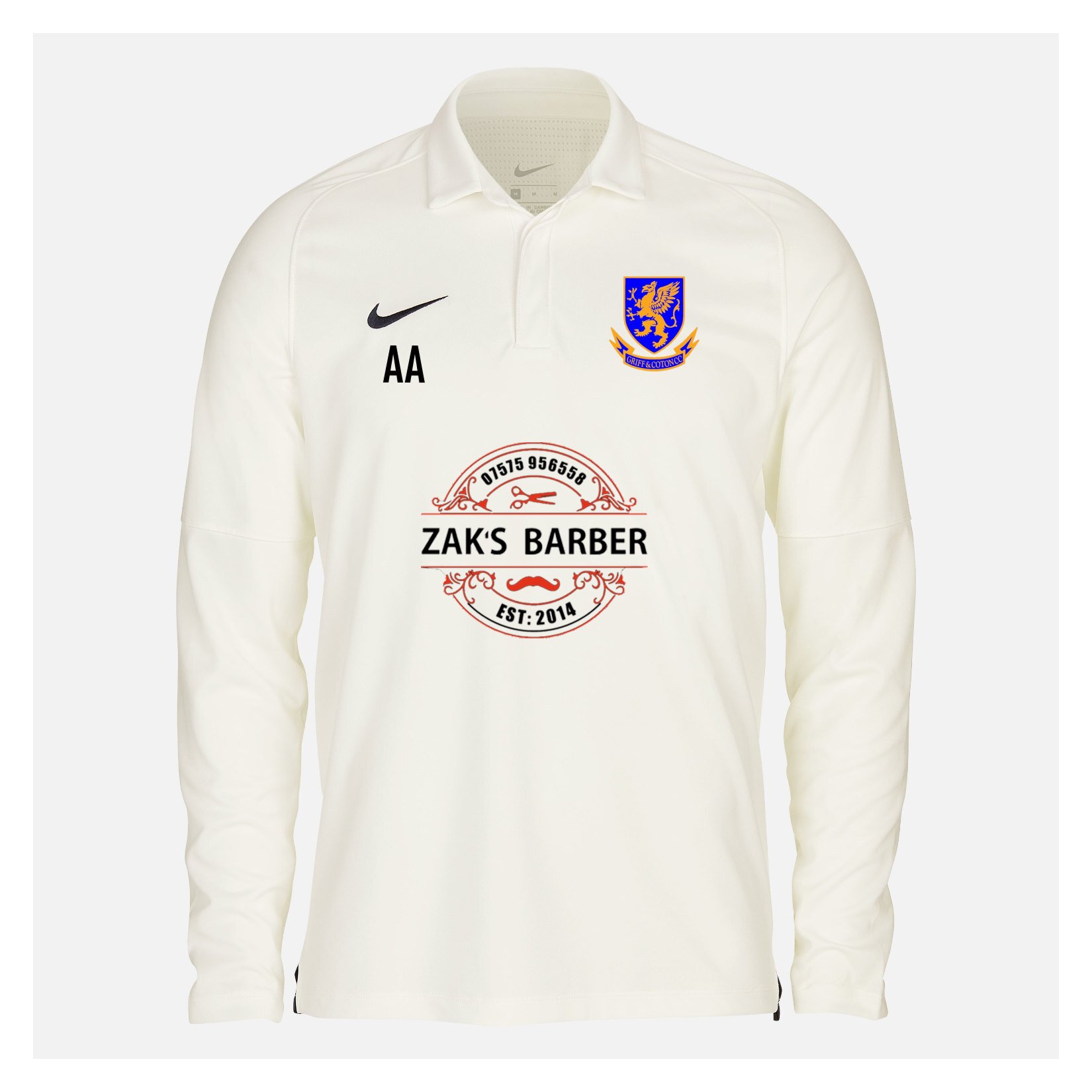 Zelus-Nike Cricket Long Sleeve Game Polo - Sail/Obsidian