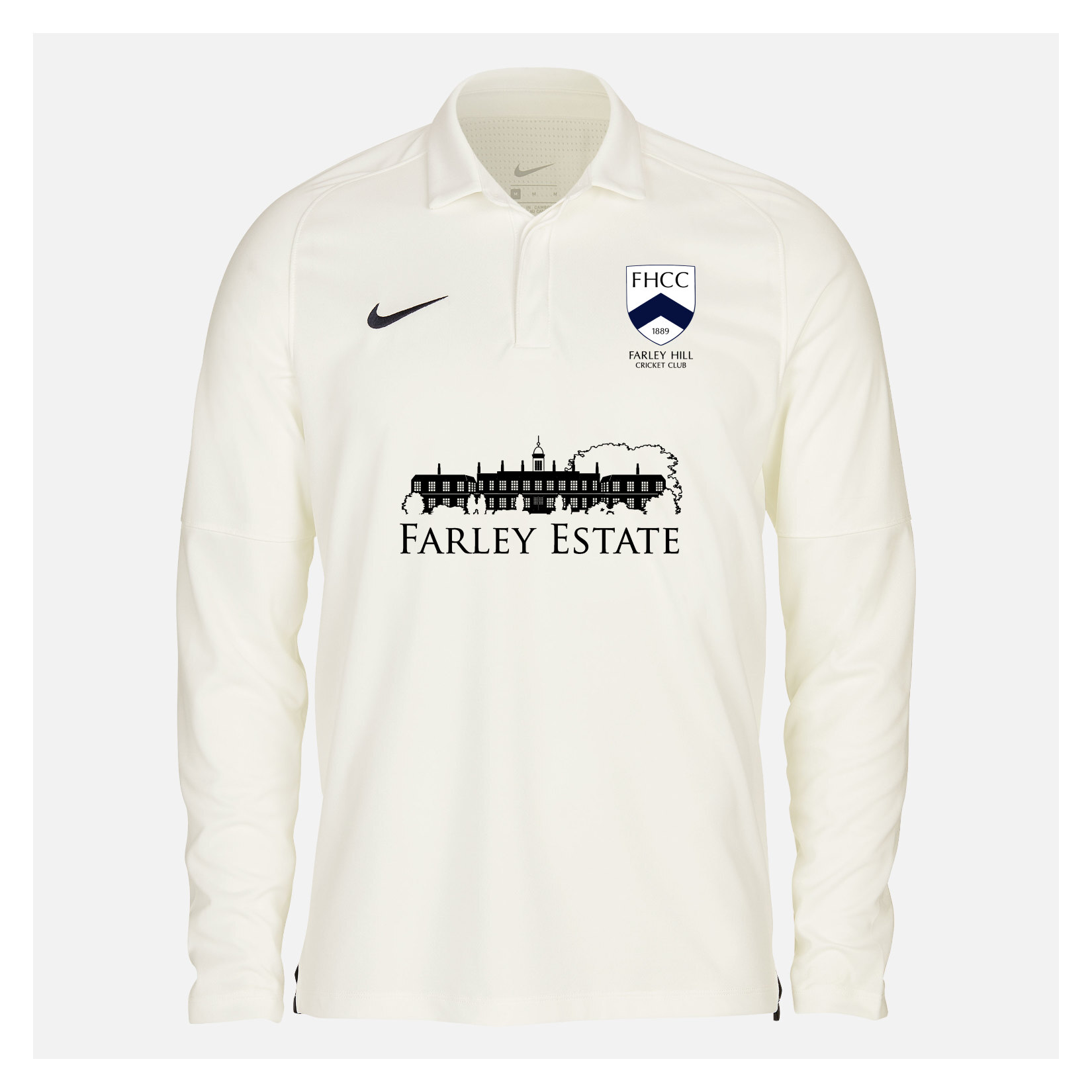 Zelus-Nike Cricket Long Sleeve Game Polo - Sail/Obsidian