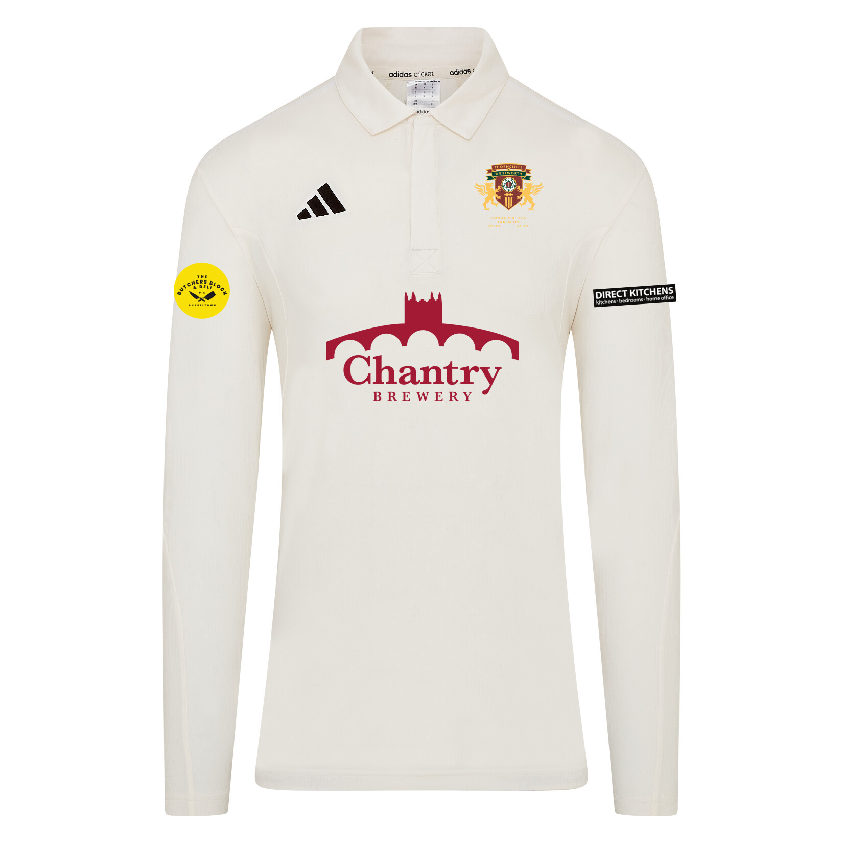 adidas-SS Elite Long Sleeve Cricket Shirt - Ivory/White