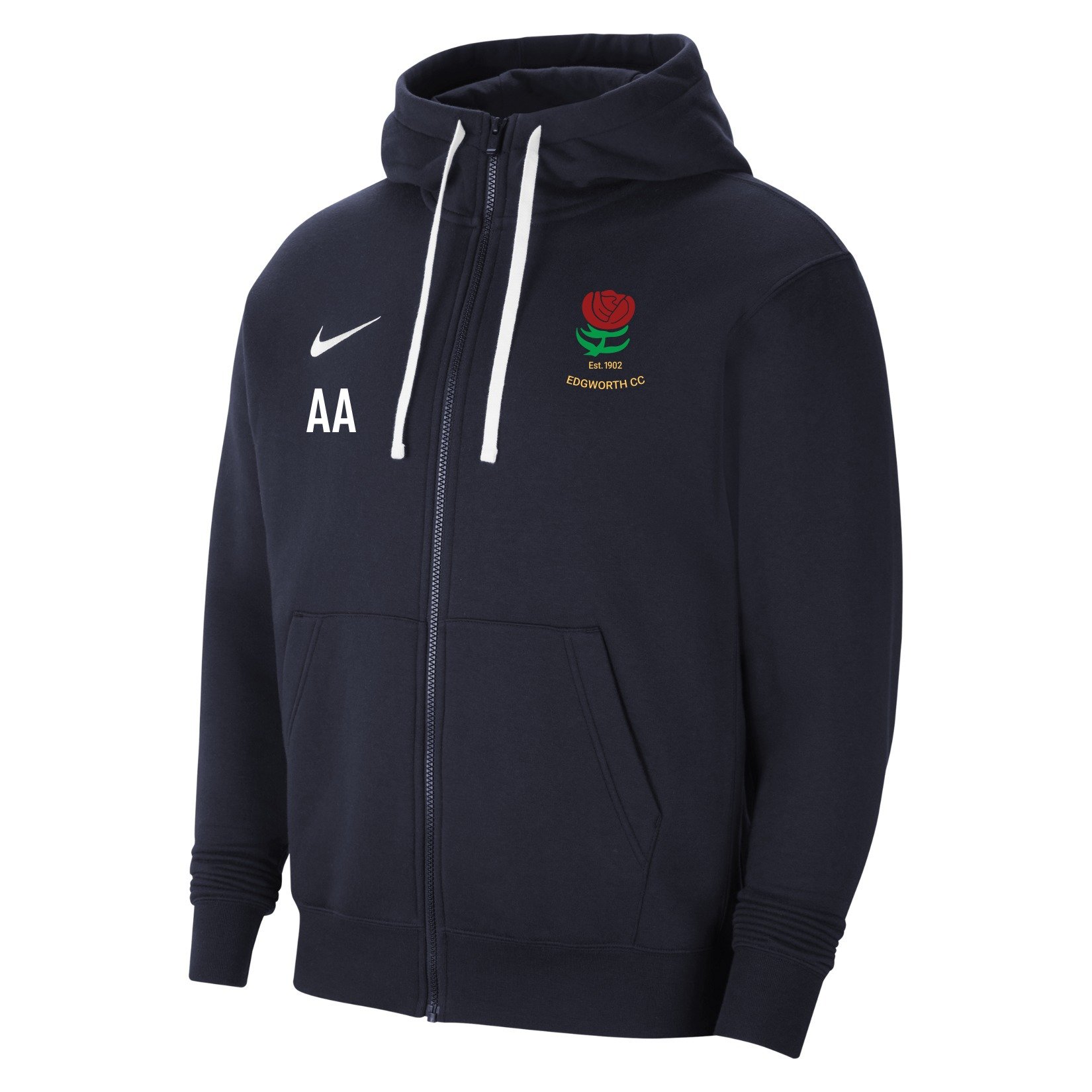 Nike Team Club 20 Fleece Full-Zip Hoodie - Obsidian/White/White