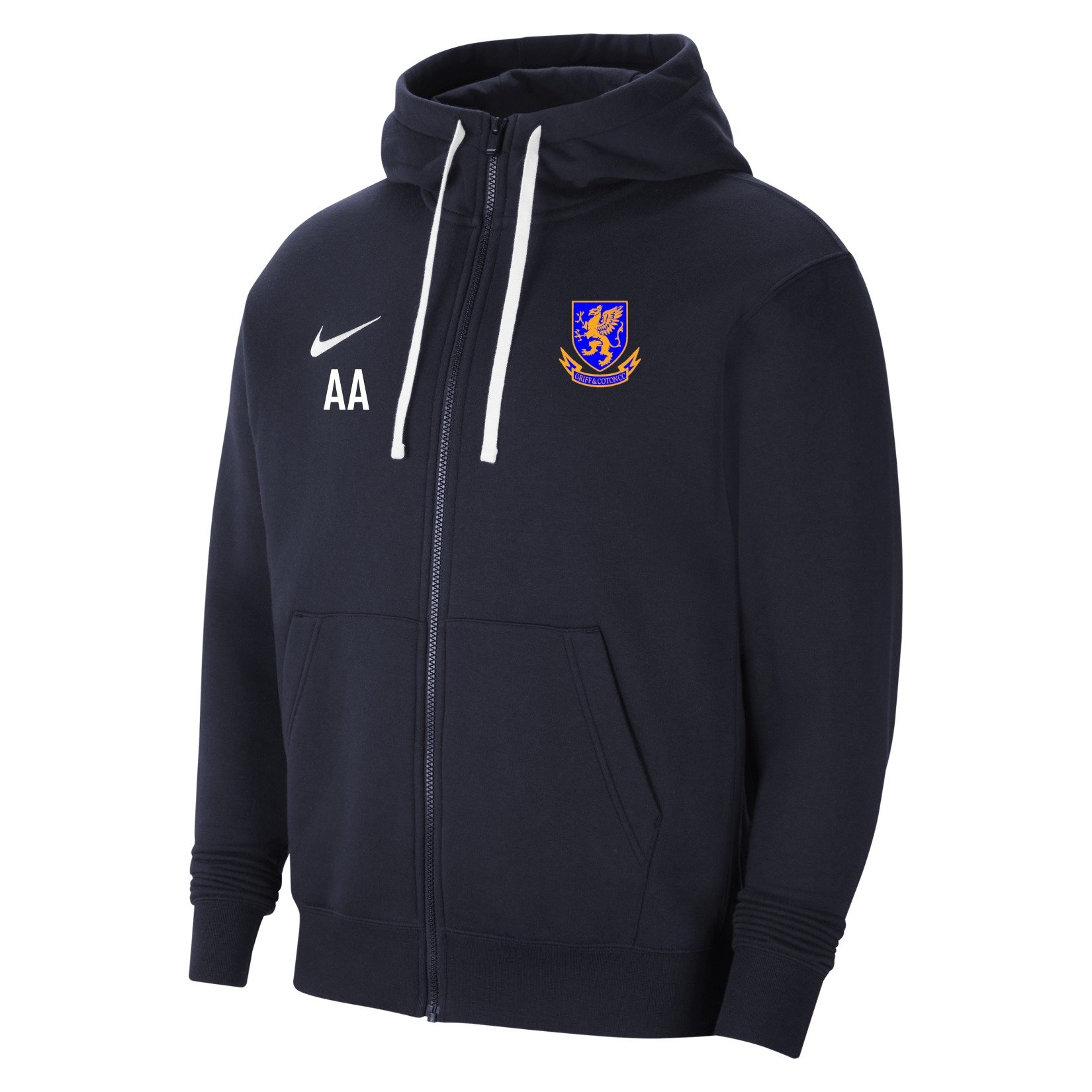 Nike Team Club 20 Fleece Full-Zip Hoodie - Obsidian/White/White