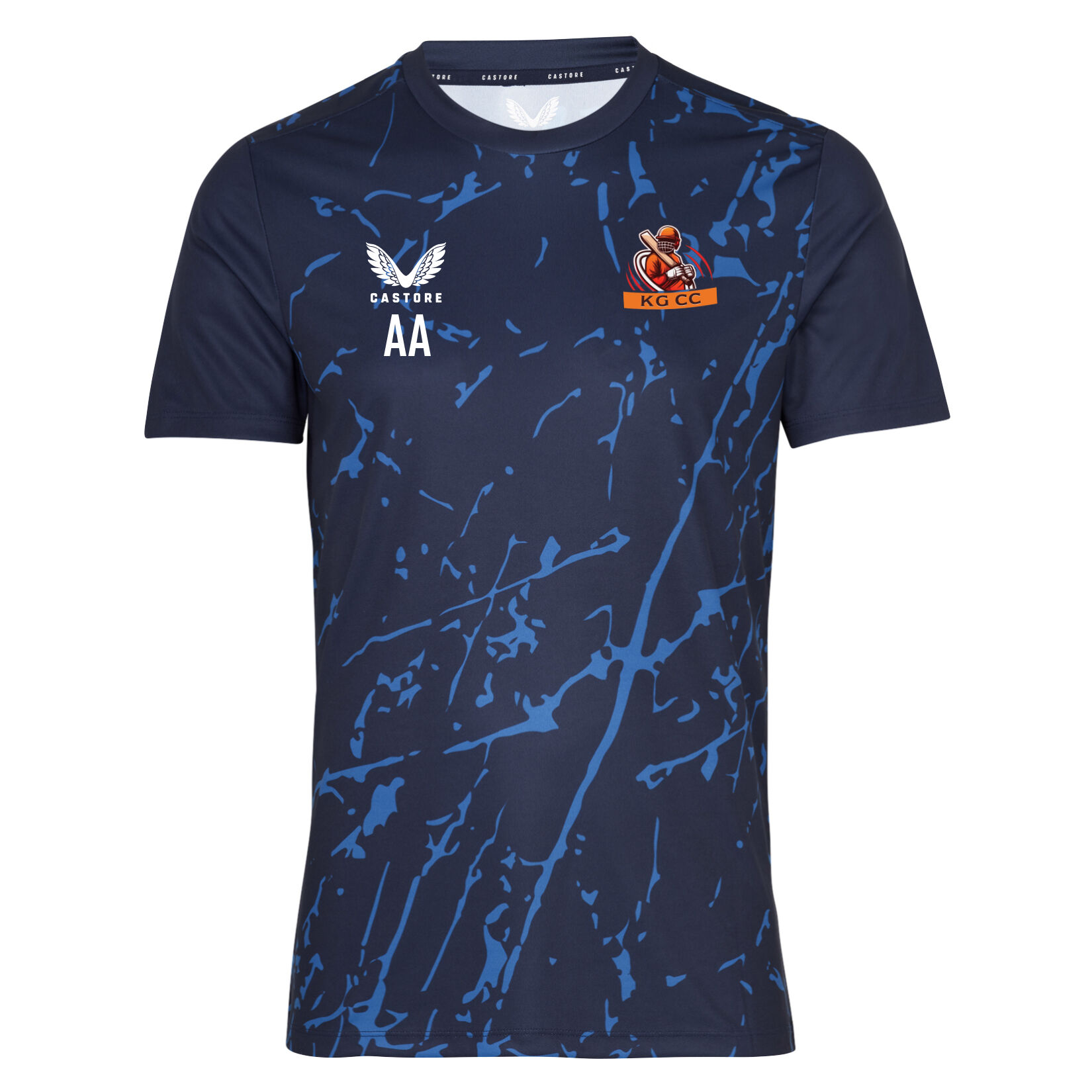 Castore Marble Printed Short Sleeve Training Tee - Navy/Royal Blue