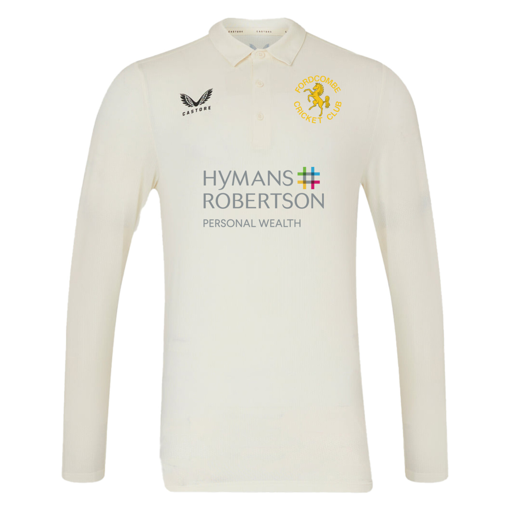 Castore Cricket LS Polo Tech - Cream/Black
