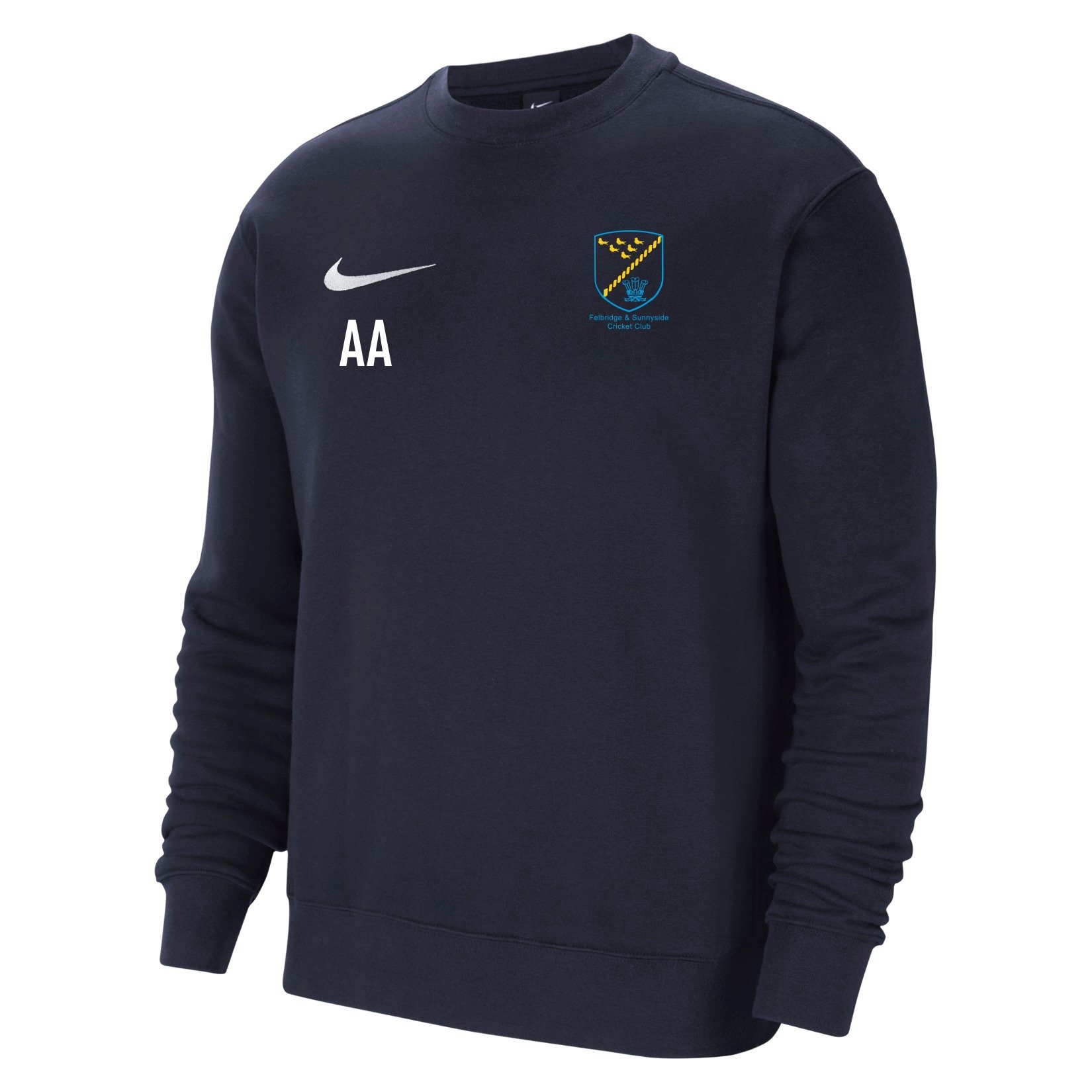 Nike Team Club 20 Fleece Crew Sweatshirt - Obsidian/White/White