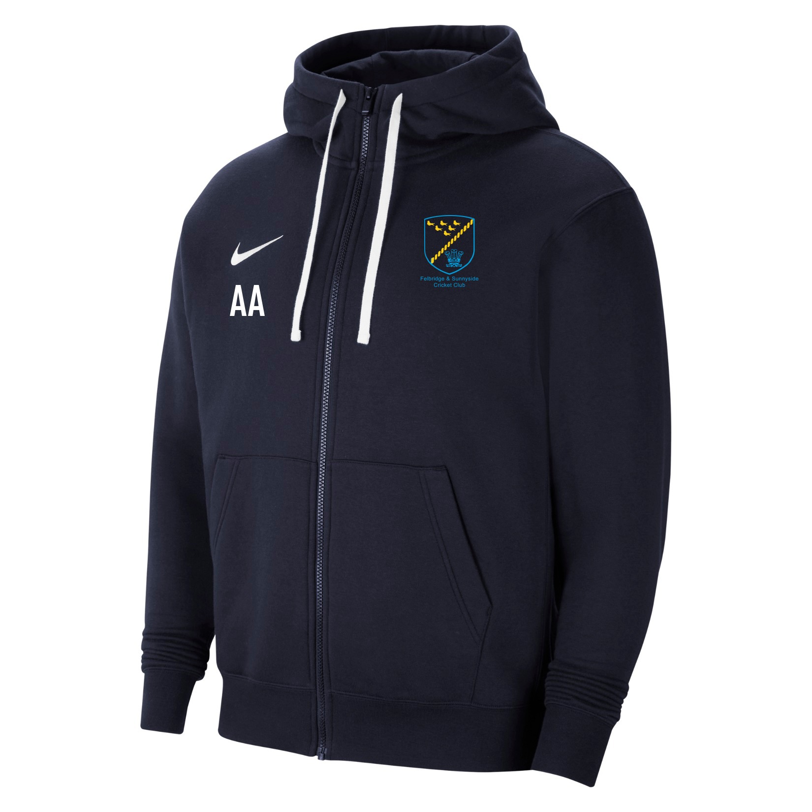 Nike Team Club 20 Fleece Full-Zip Hoodie - Obsidian/White/White