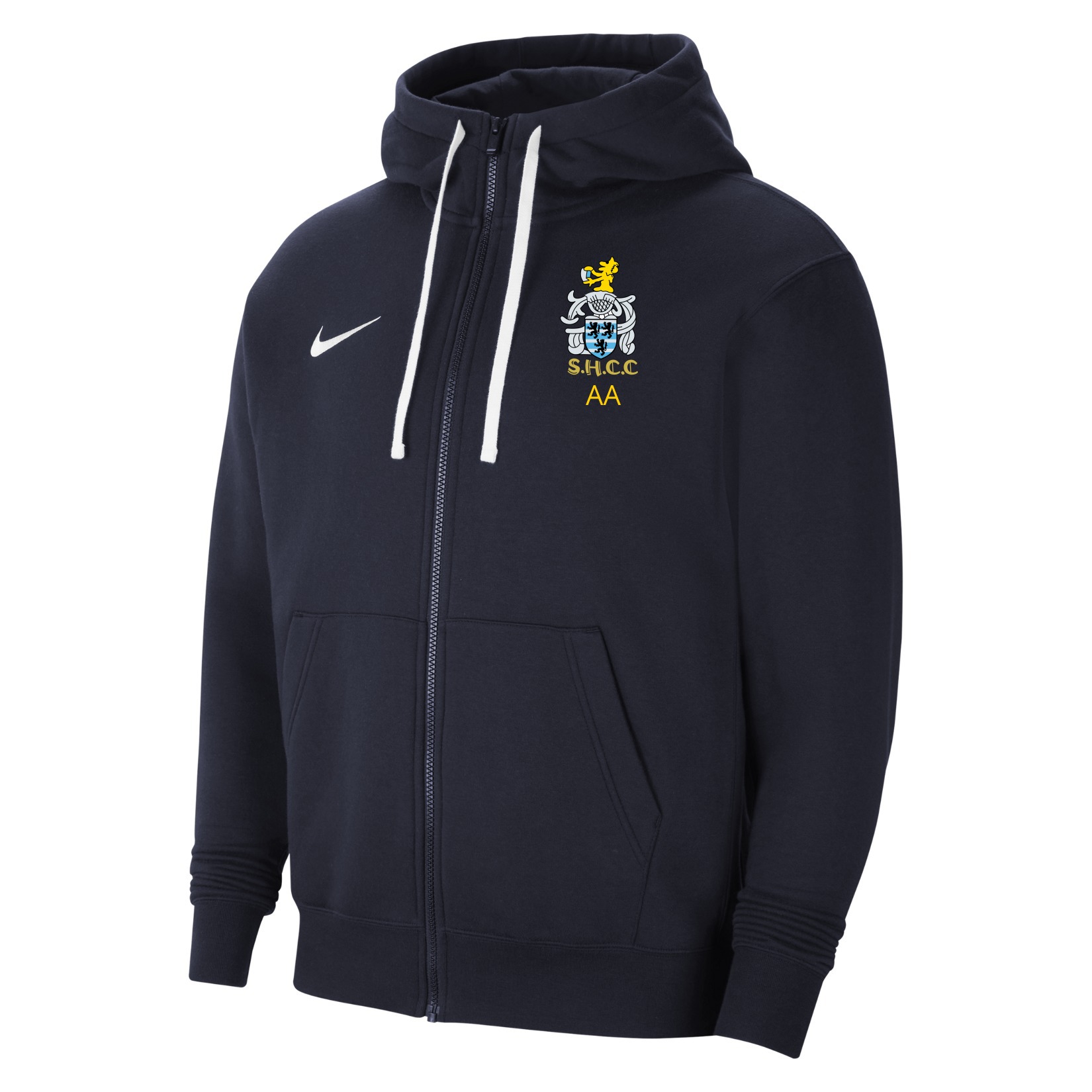 Nike Team Club 20 Fleece Full-Zip Hoodie - Obsidian/White/White