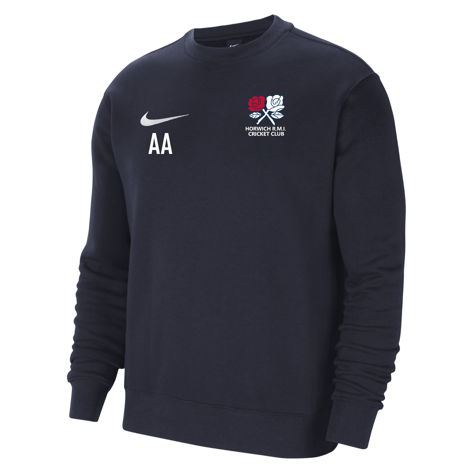 Nike Team Club 20 Fleece Crew Sweatshirt - Obsidian/White/White