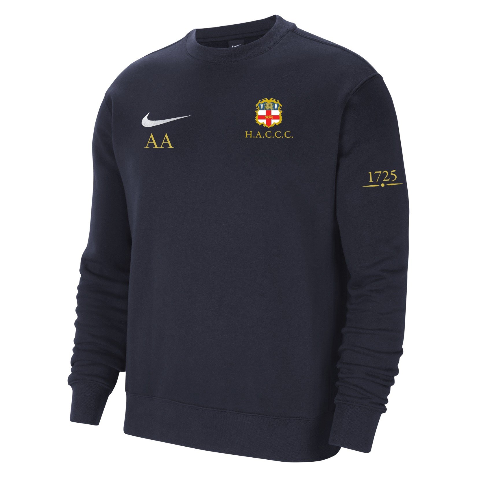 Nike Team Club 20 Fleece Crew Sweatshirt - Obsidian/White/White
