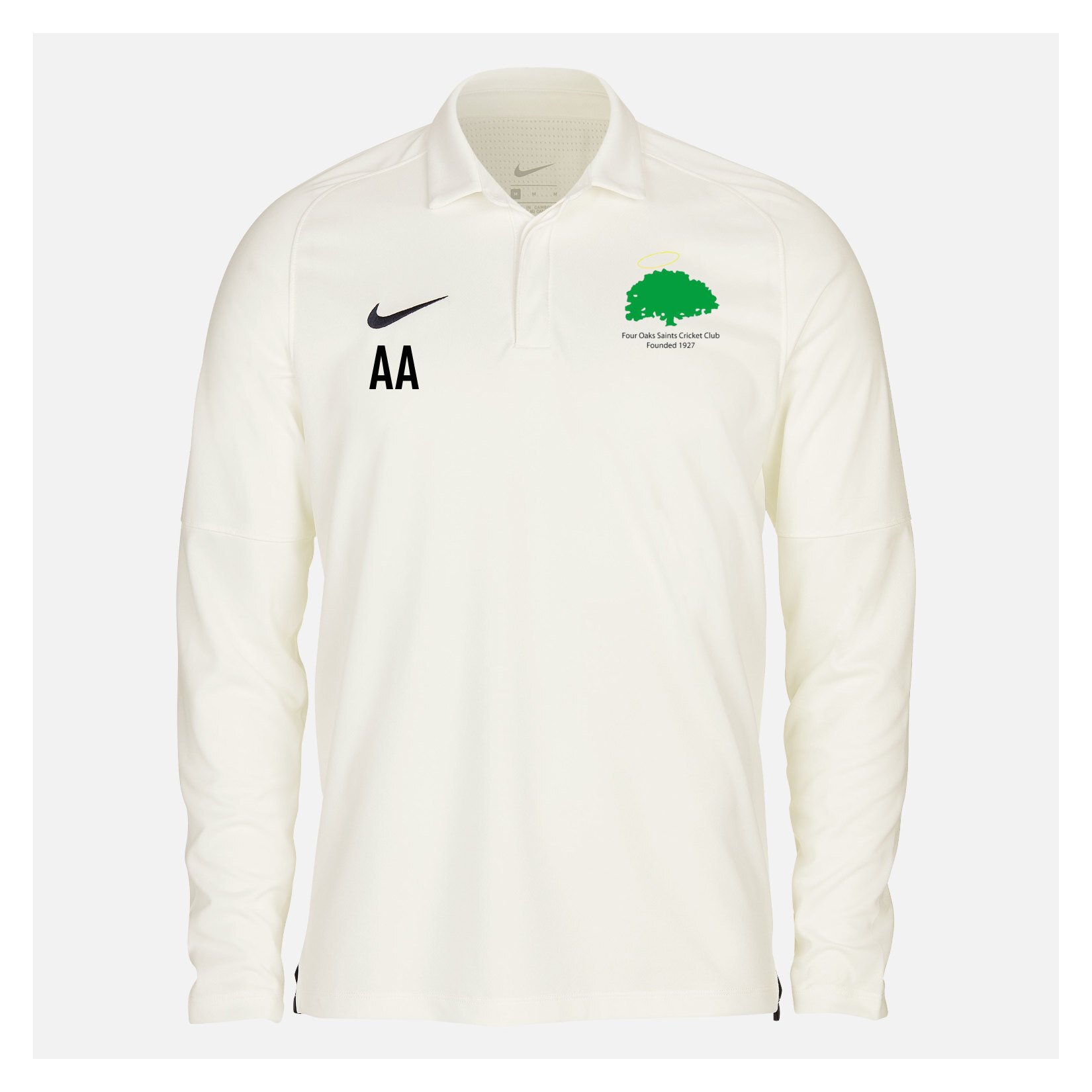 Zelus-Nike Cricket Long Sleeve Game Polo - Sail/Obsidian