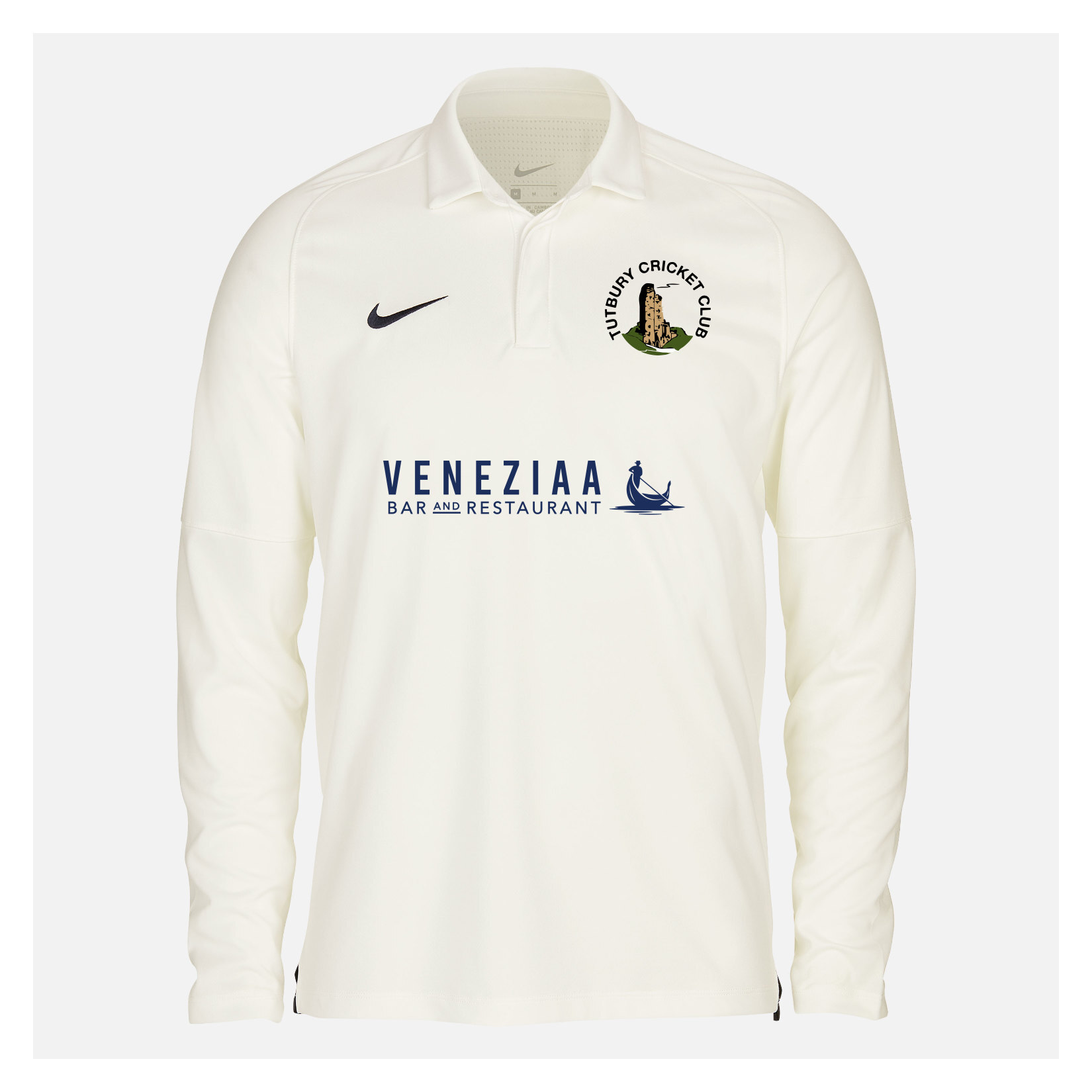 Zelus-Nike Cricket Long Sleeve Game Polo - Sail/Obsidian