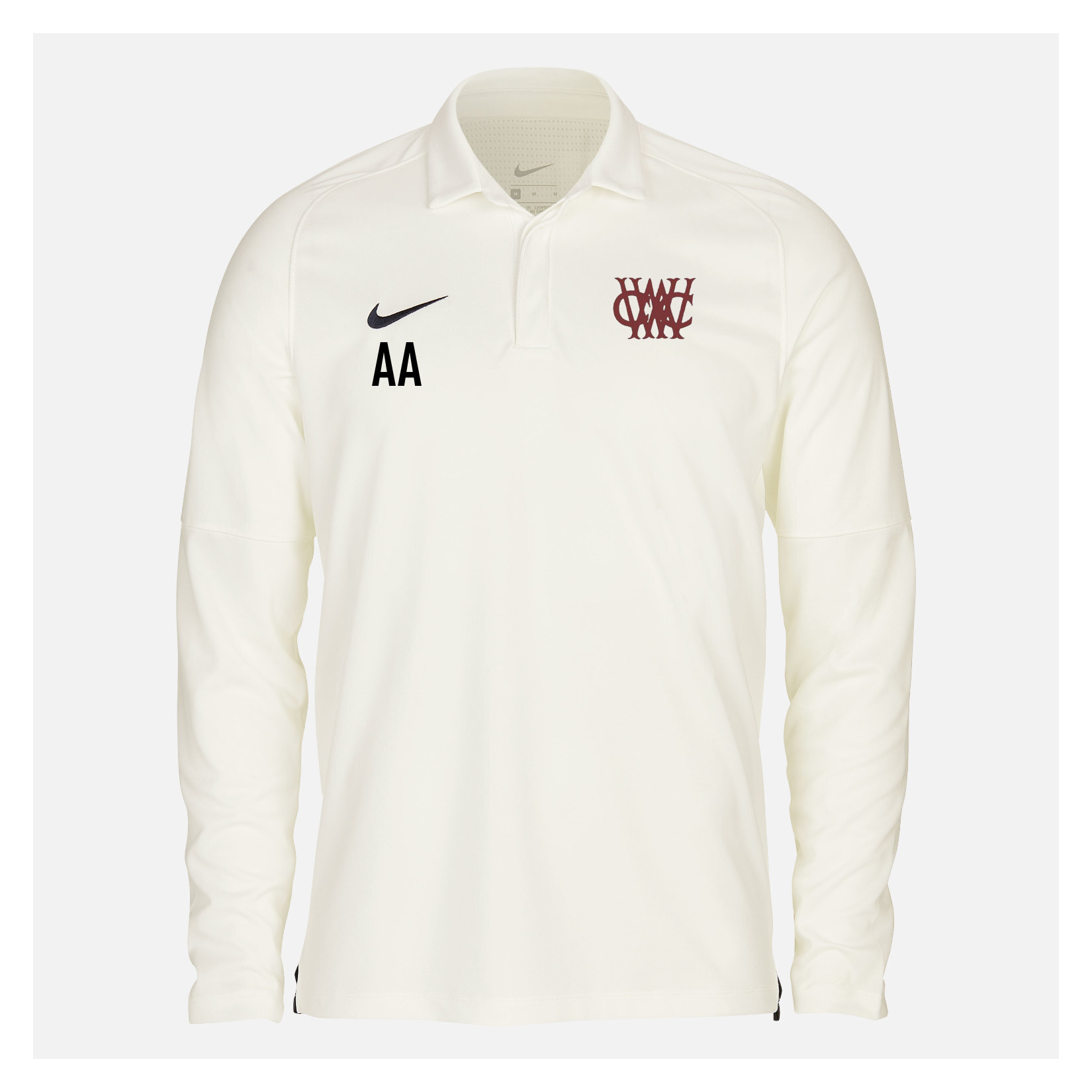 Zelus-Nike Cricket Long Sleeve Game Polo - Sail/Obsidian
