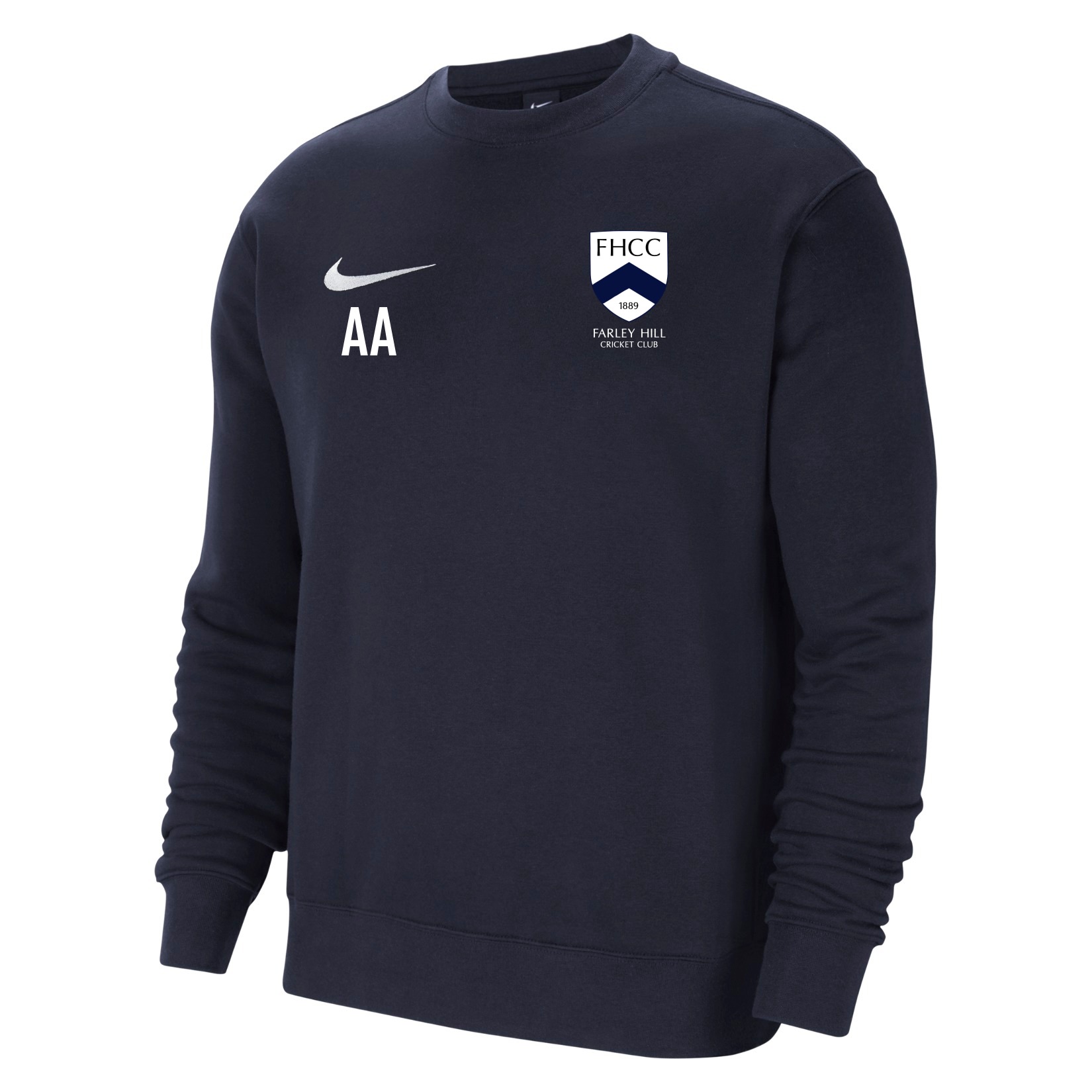 Nike Team Club 20 Fleece Crew Sweatshirt - Obsidian/White/White