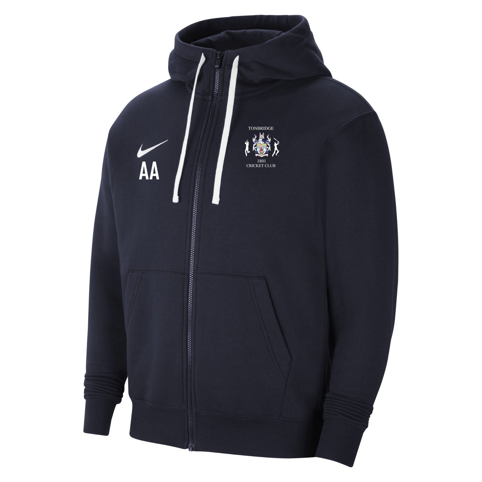 Nike Team Club 20 Fleece Full-Zip Hoodie - Obsidian/White/White