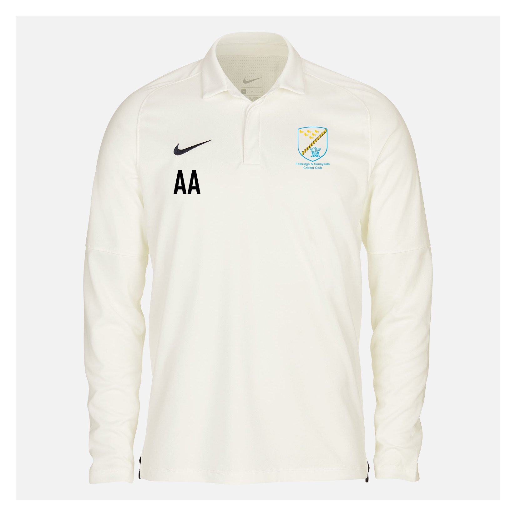 Zelus-Nike Cricket Long Sleeve Game Polo - Sail/Obsidian