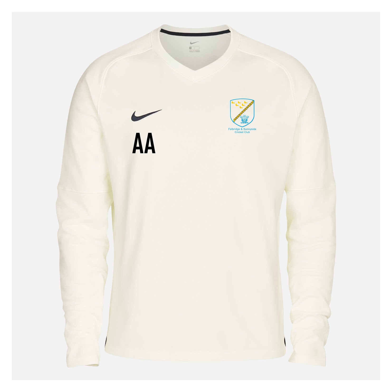 Zelus-Nike Cricket Long Sleeve Thermal Top - Sail/Obsidian