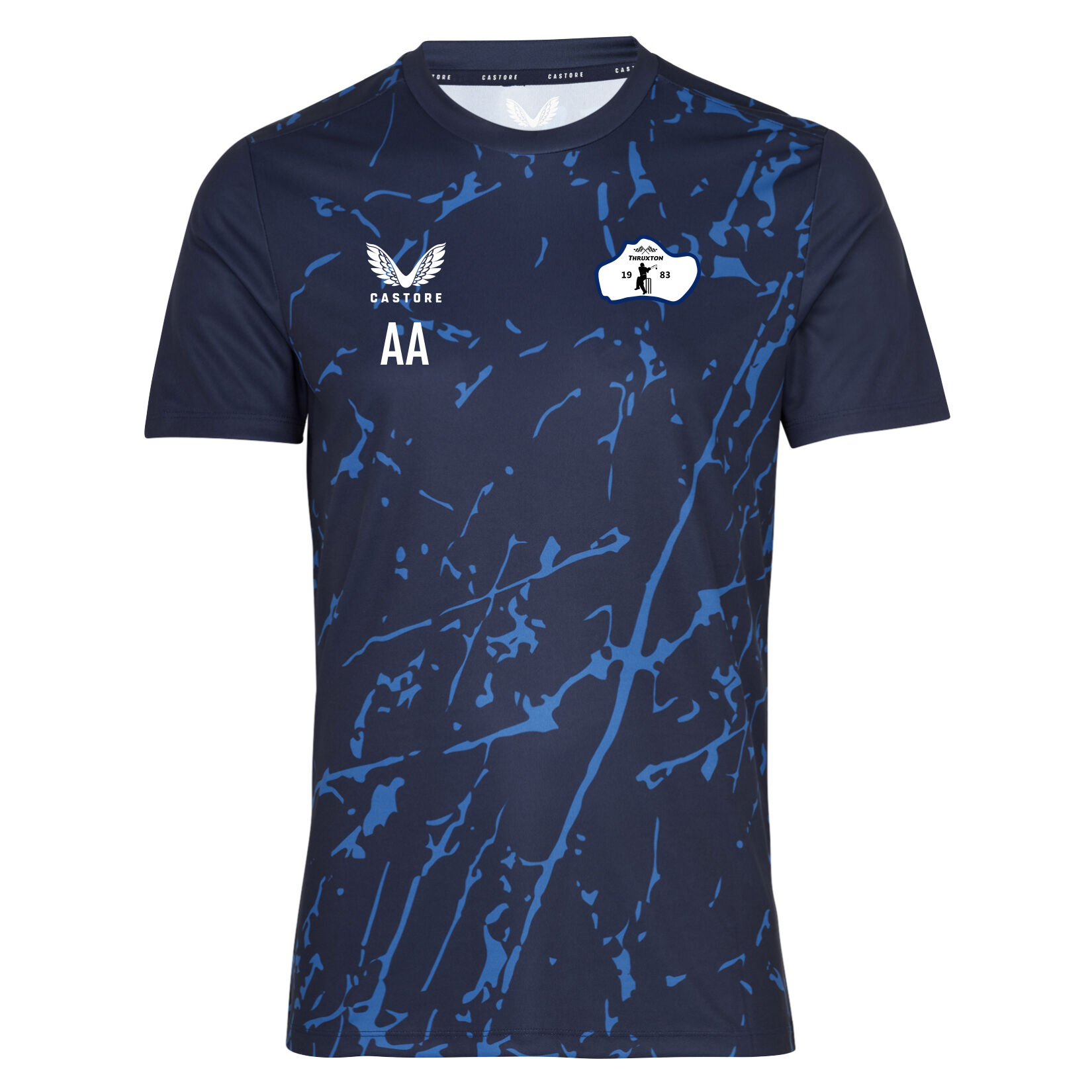 Castore Marble Printed Short Sleeve Training Tee - Navy/Royal Blue