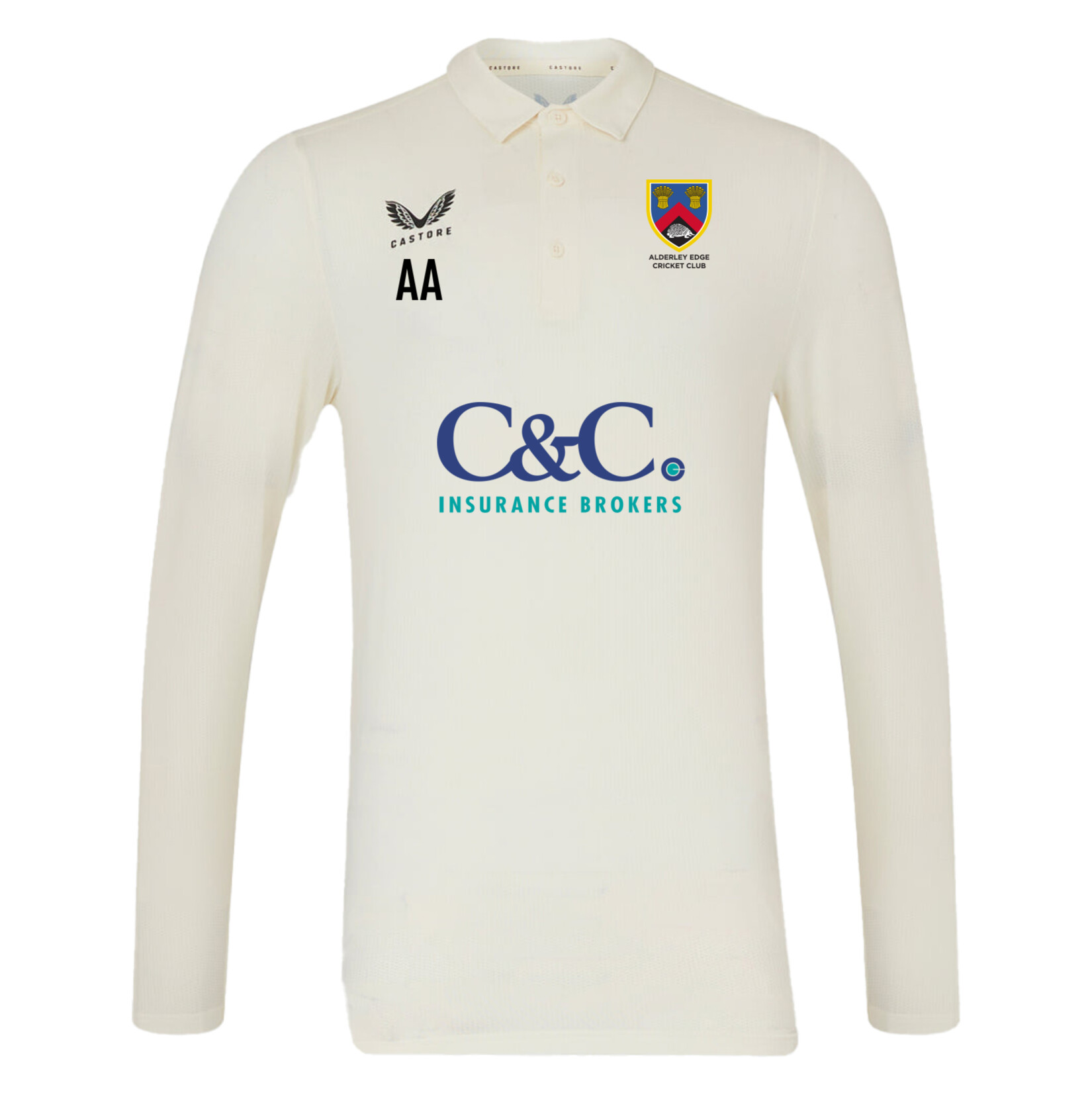 Castore Cricket LS Polo Tech - Cream/Black