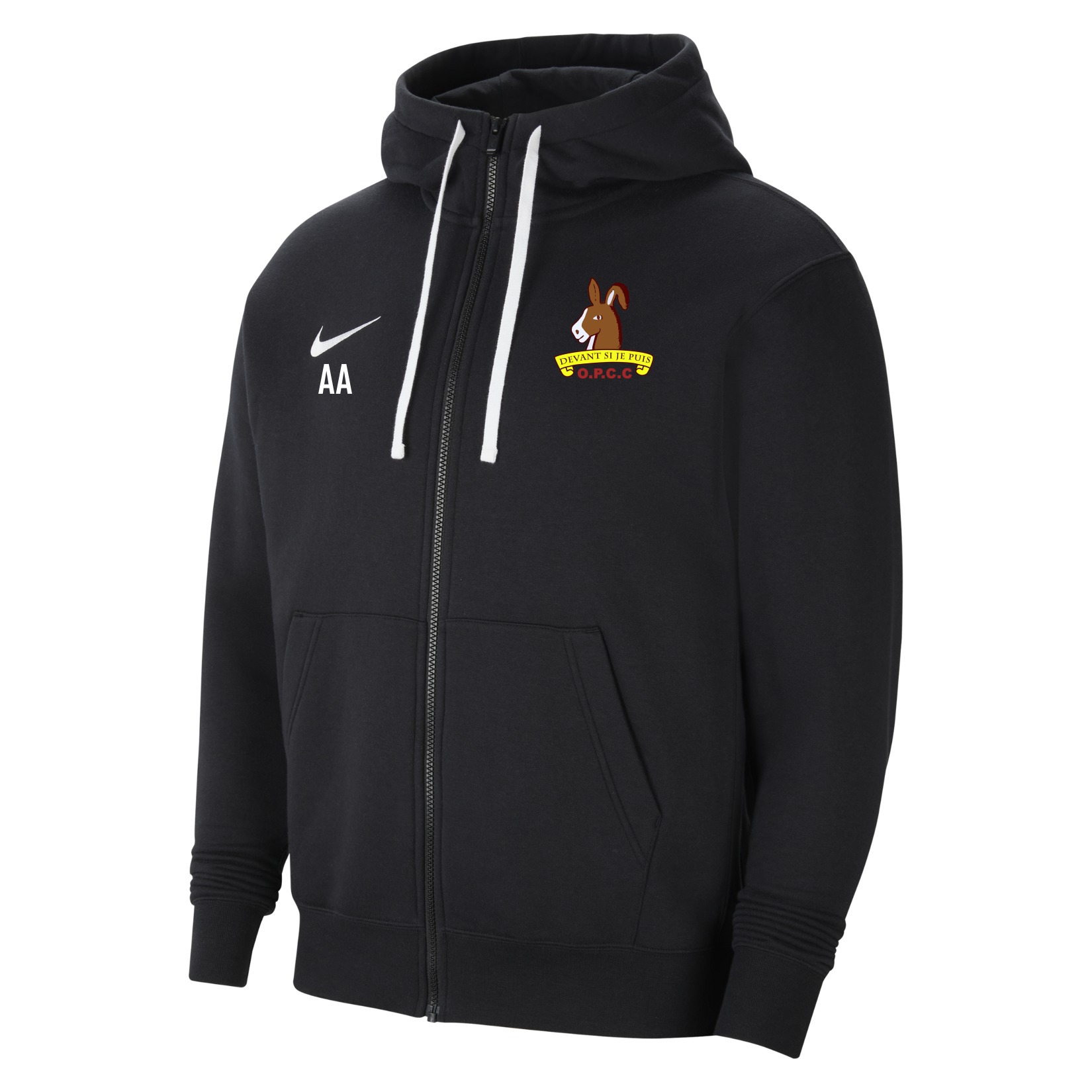 Nike Team Club 20 Fleece Full-Zip Hoodie - Black/White/White
