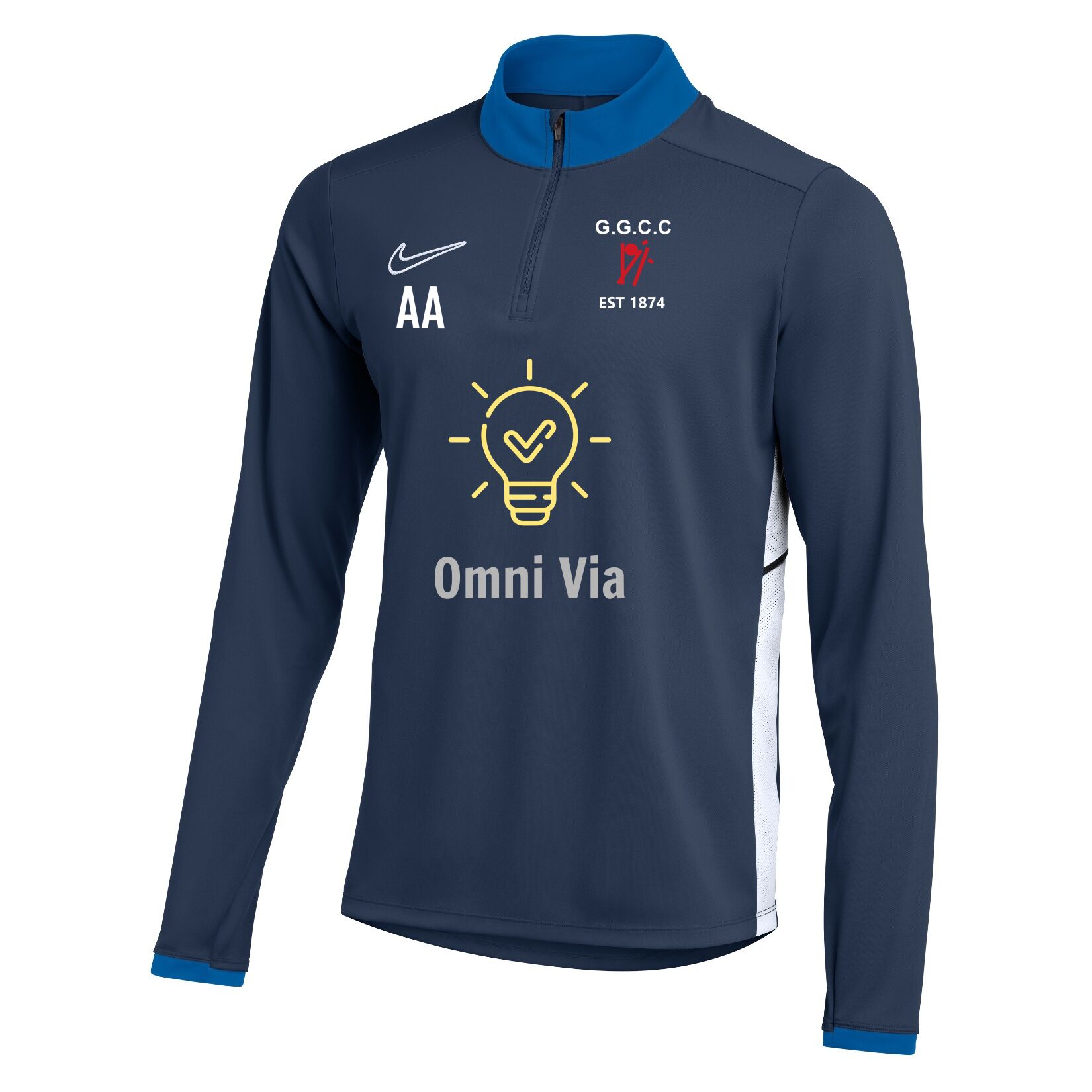 Nike Dri-FIT Academy 25 Drill Top - Obsidian/Royal Blue/White