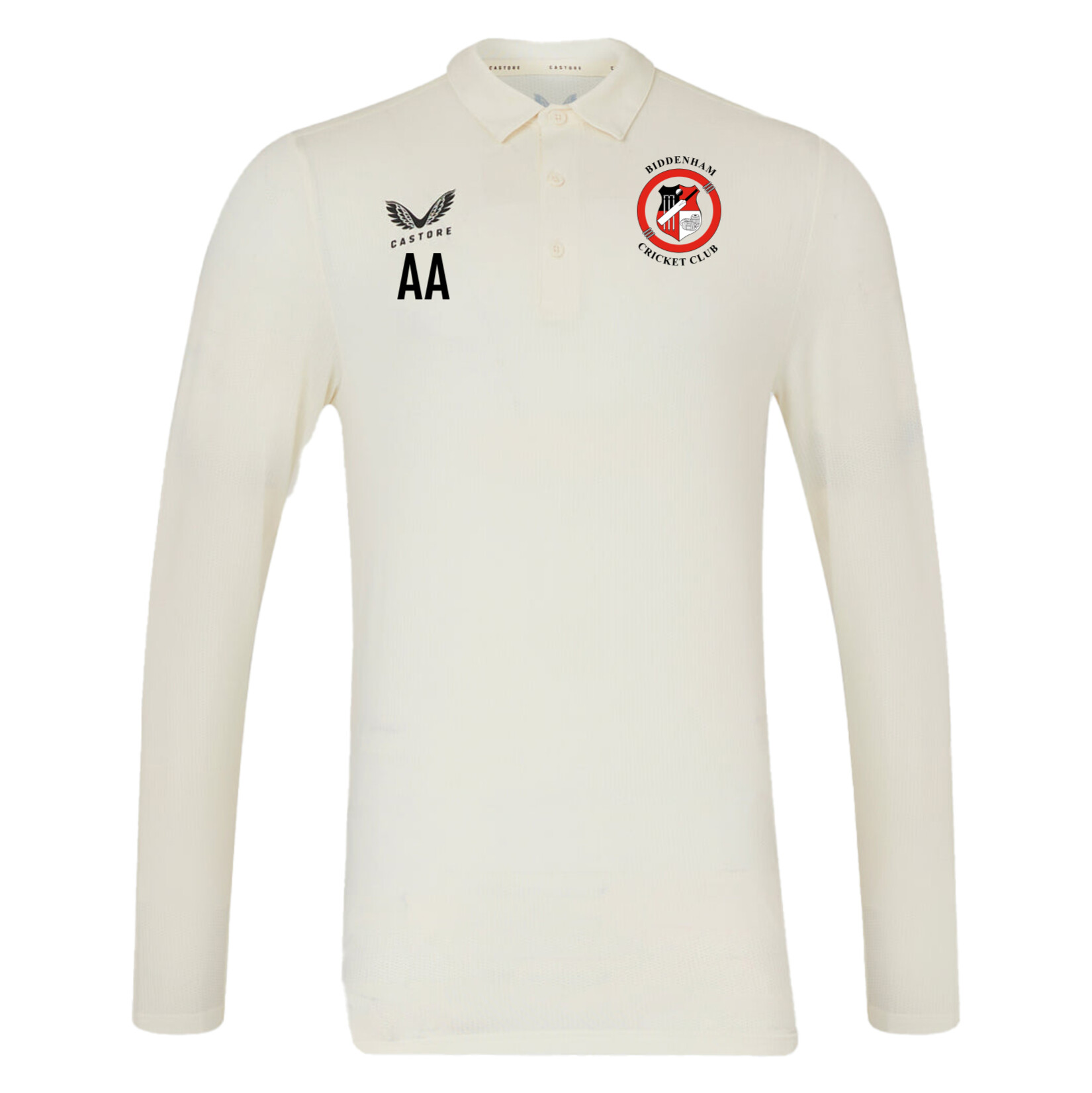 Castore Cricket LS Polo Tech - Cream/Black