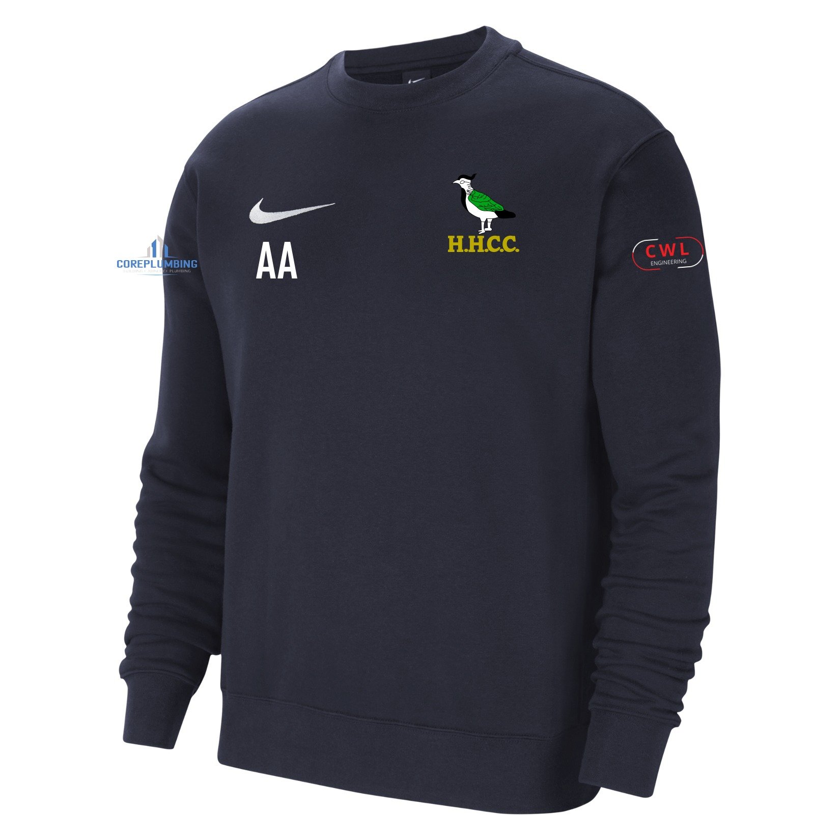 Nike Team Club 20 Fleece Crew Sweatshirt - Obsidian/White/White