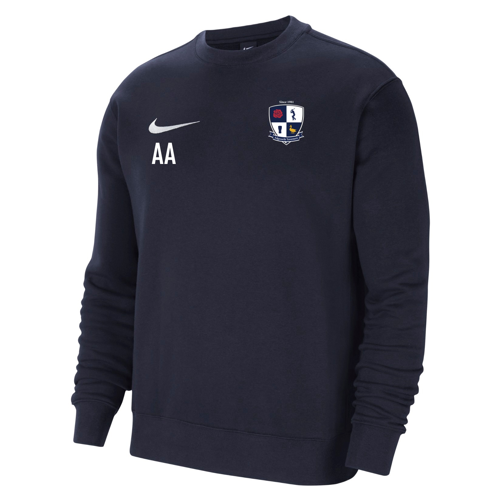 Nike Team Club 20 Fleece Crew Sweatshirt - Obsidian/White/White