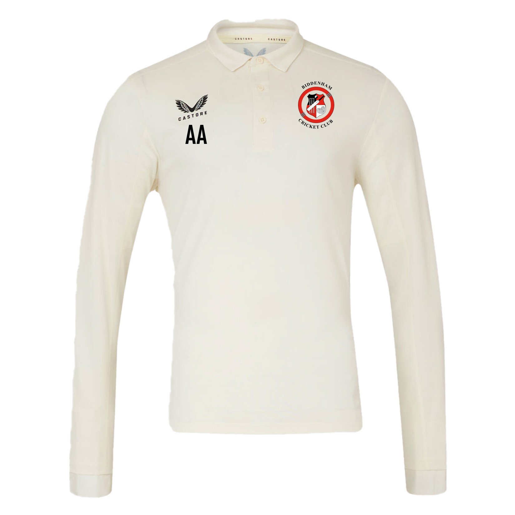 Castore Cricket Long-Sleeve Polo - CREAM/BLACK