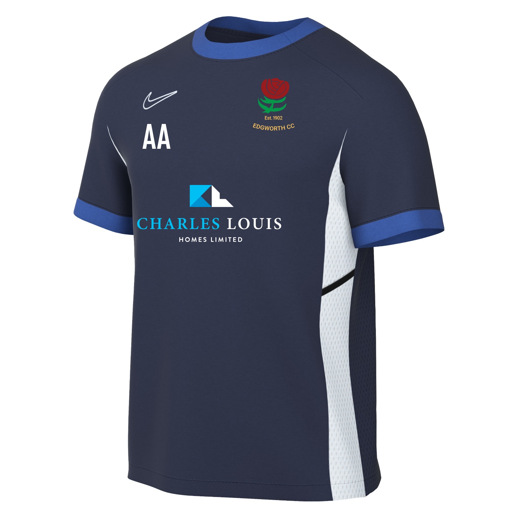 Nike Academy 25 Short-Sleeve Training Top - Obsidian/Royal Blue/White