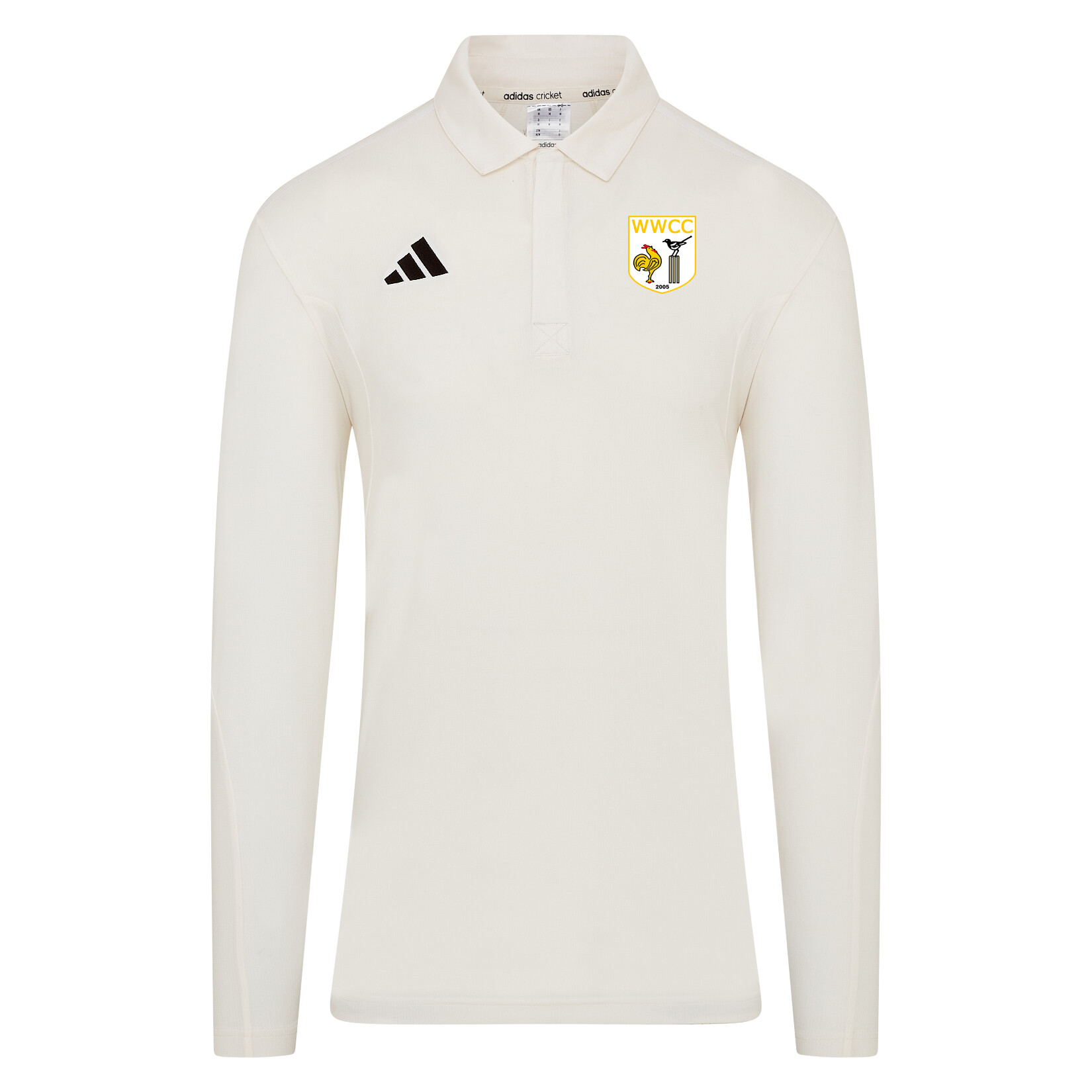 adidas-SS Elite Long-Sleeve Polo Shirt - Ivory/White